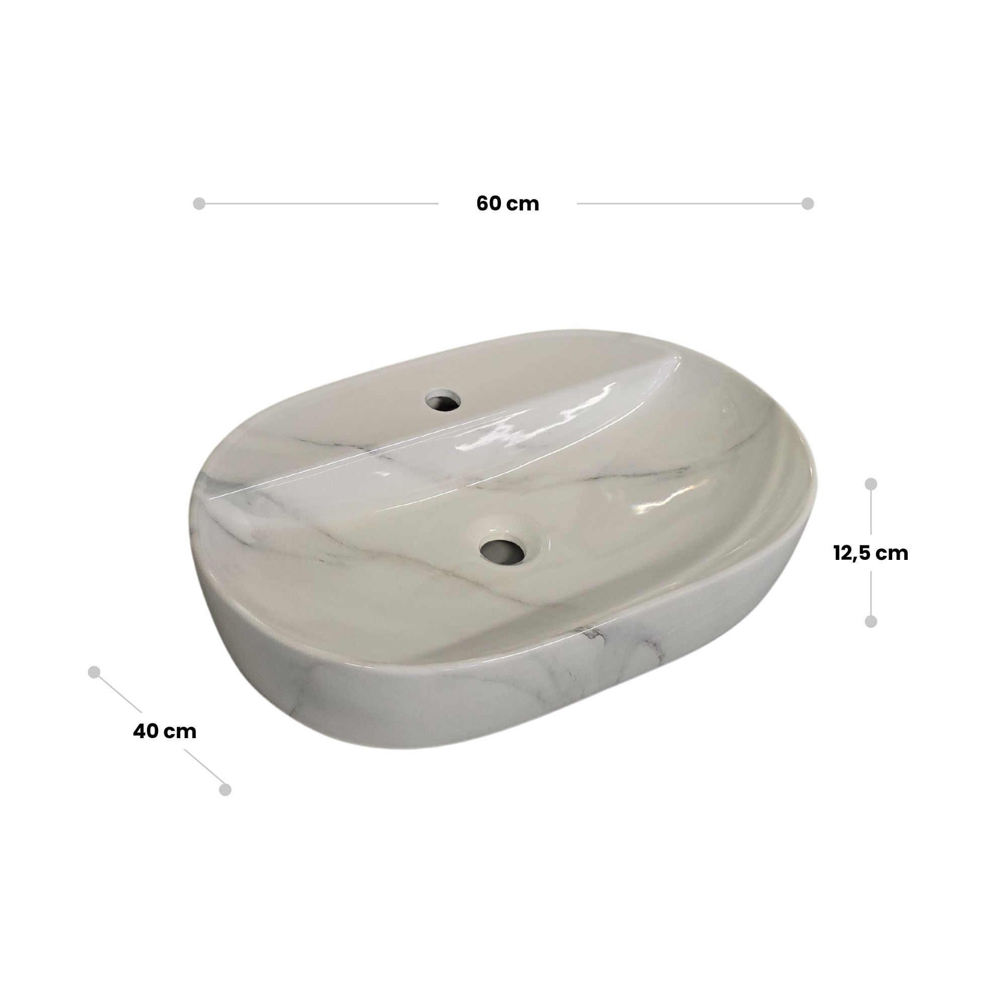Lavabo da appoggio Moderno Marmo bianco BUDDY 60x41 cm - immagine 4