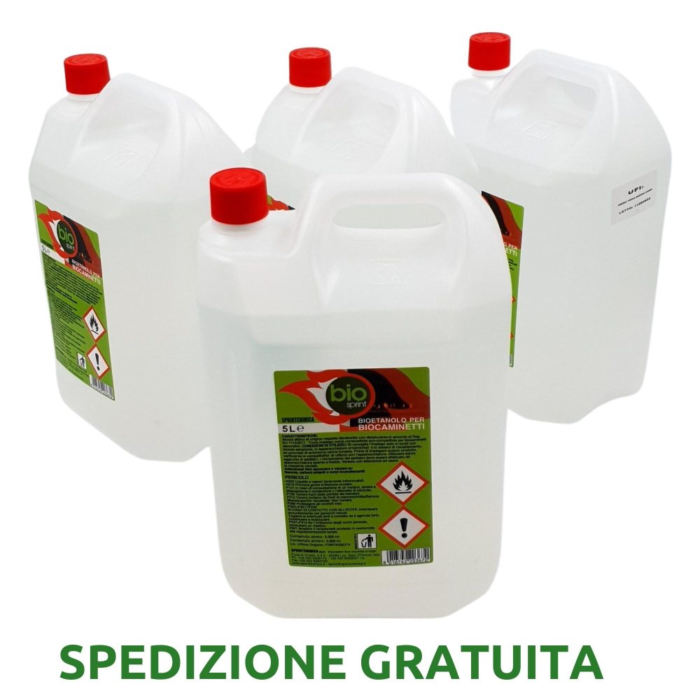 <span>Bioetanolo Bio Sprint Ecologico Inodore 99.9% </span>4 Taniche da 5 Litri