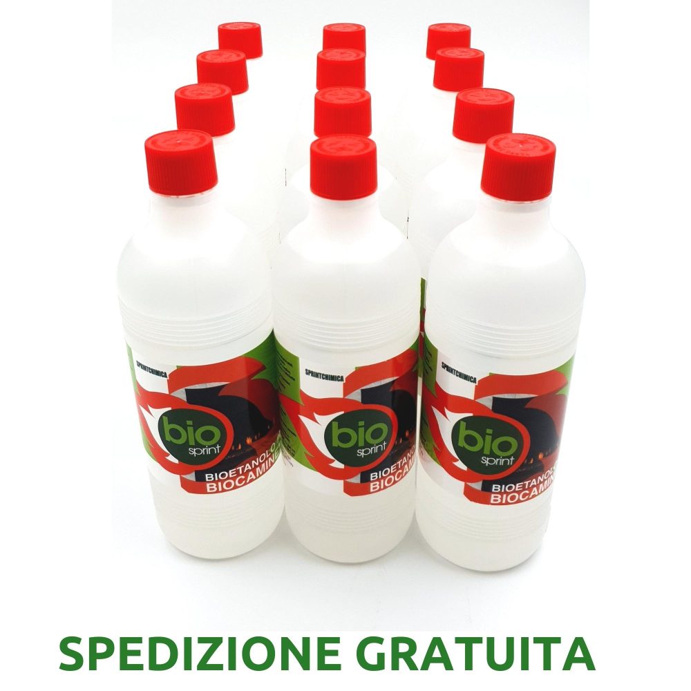 <span>Bioetanolo Bio Sprint Ecologico Inodore 99.9%</span> 12 Taniche da 1 Litro