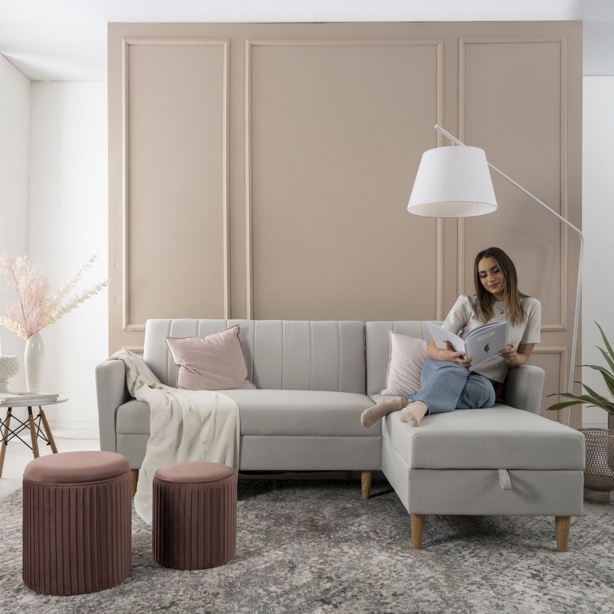 Divano letto contenitore <span>Grigio chiaro HARALD</span> - immagine 5