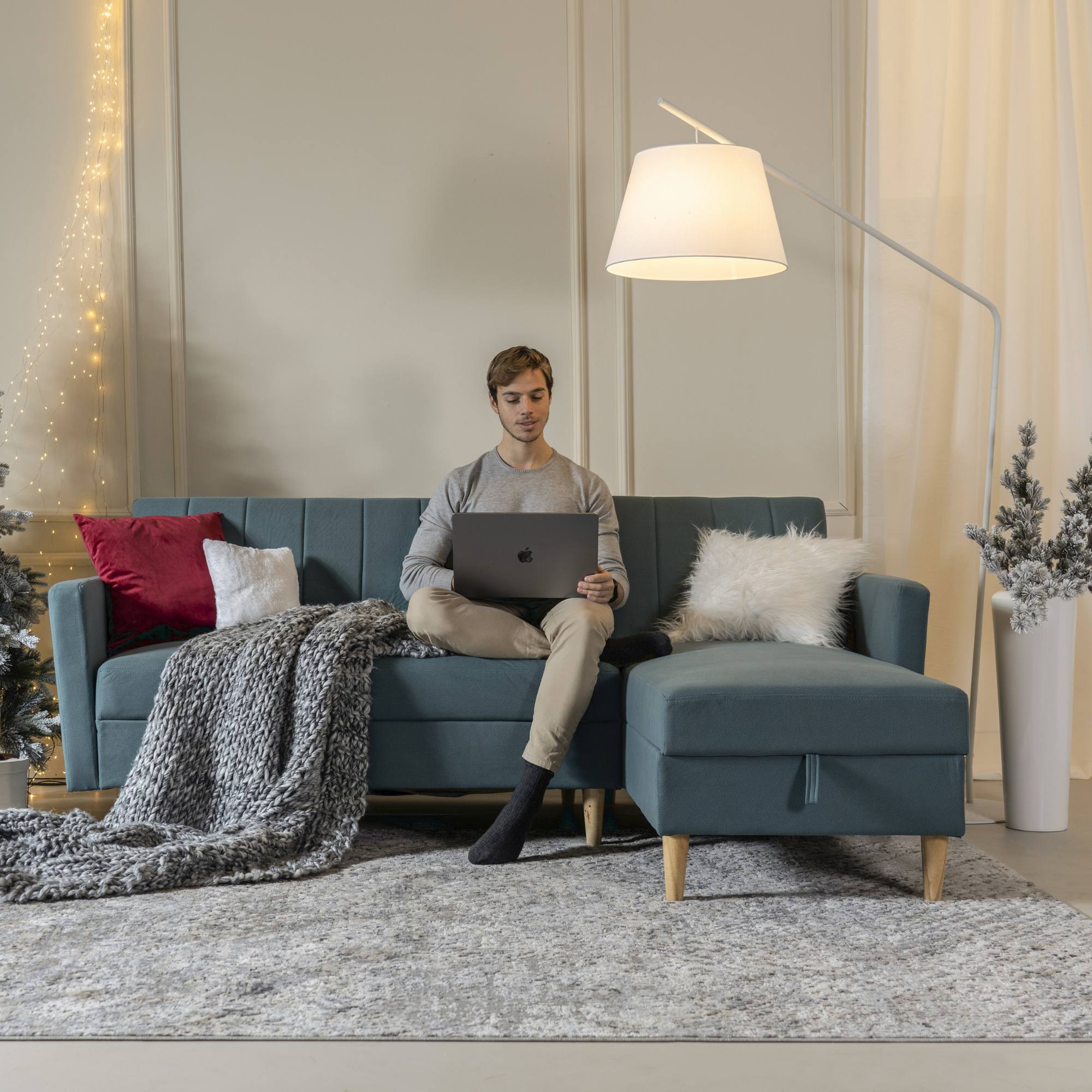 Divano letto contenitore <span>Verde acqua HARALD</span> - immagine 6