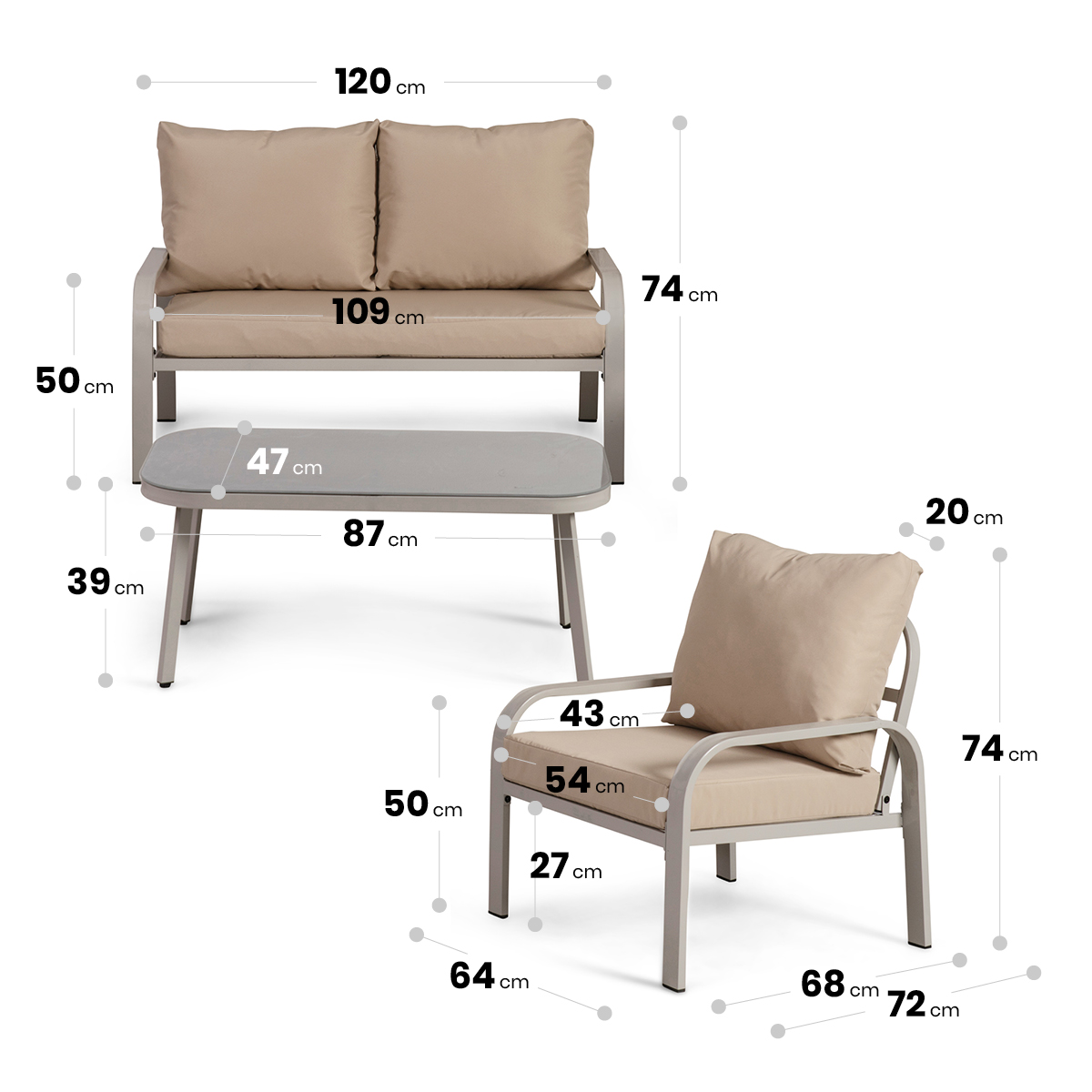 Set da esterno metallo tortora Lagos - immagine 5