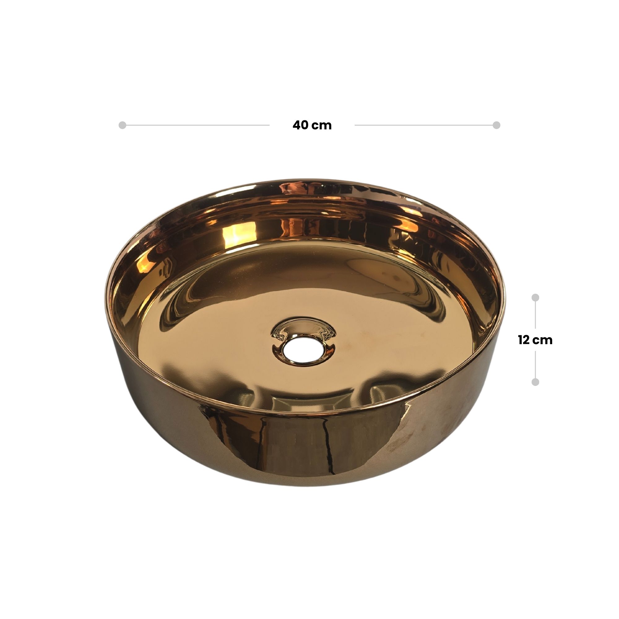 Lavabo tondo da appoggio bronzo lucido Teide 40x12 cm - immagine 5