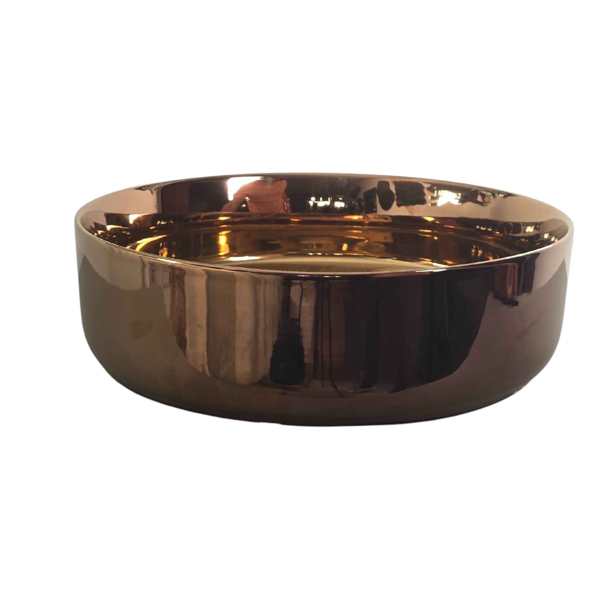 Lavabo tondo da appoggio bronzo lucido Teide 40x12 cm - immagine 4