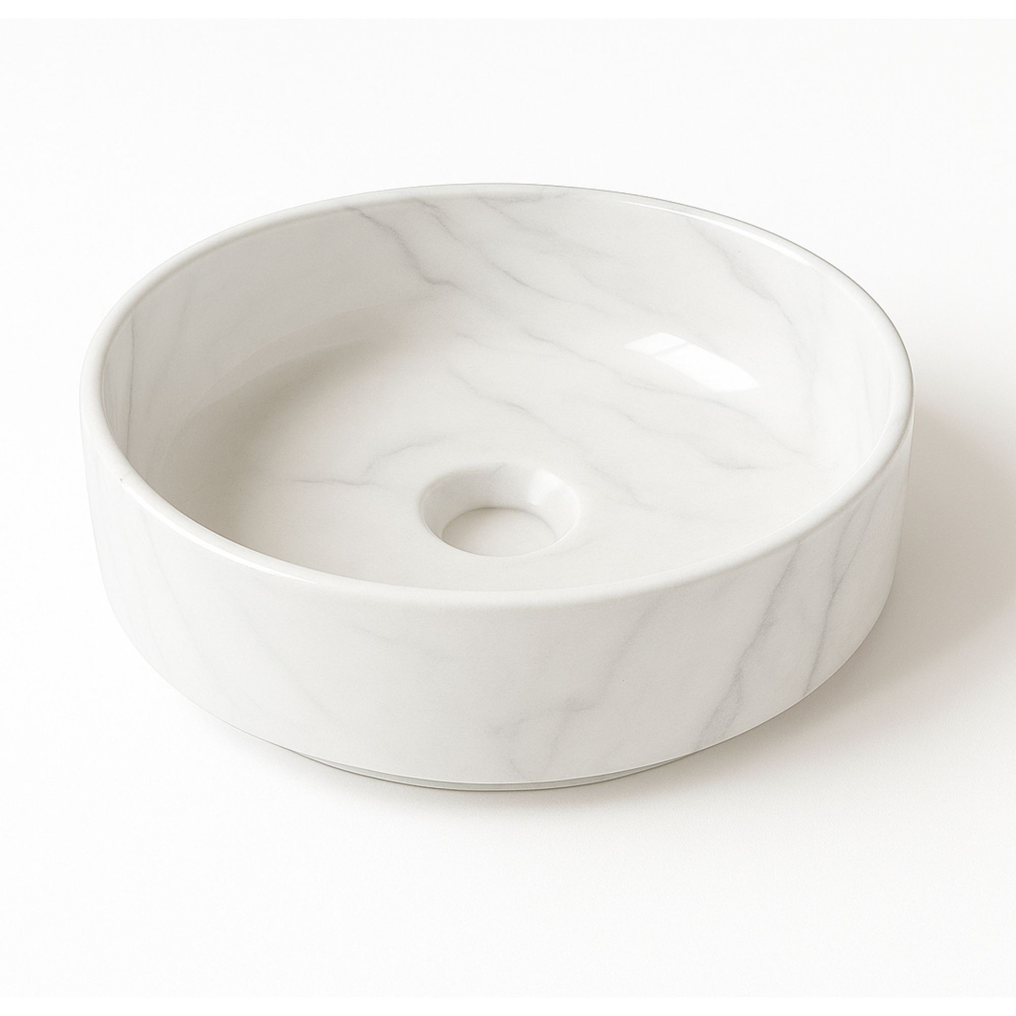 Lavabo tondo da appoggio ceramica effetto marmo Teide 40x12 cm - immagine 5