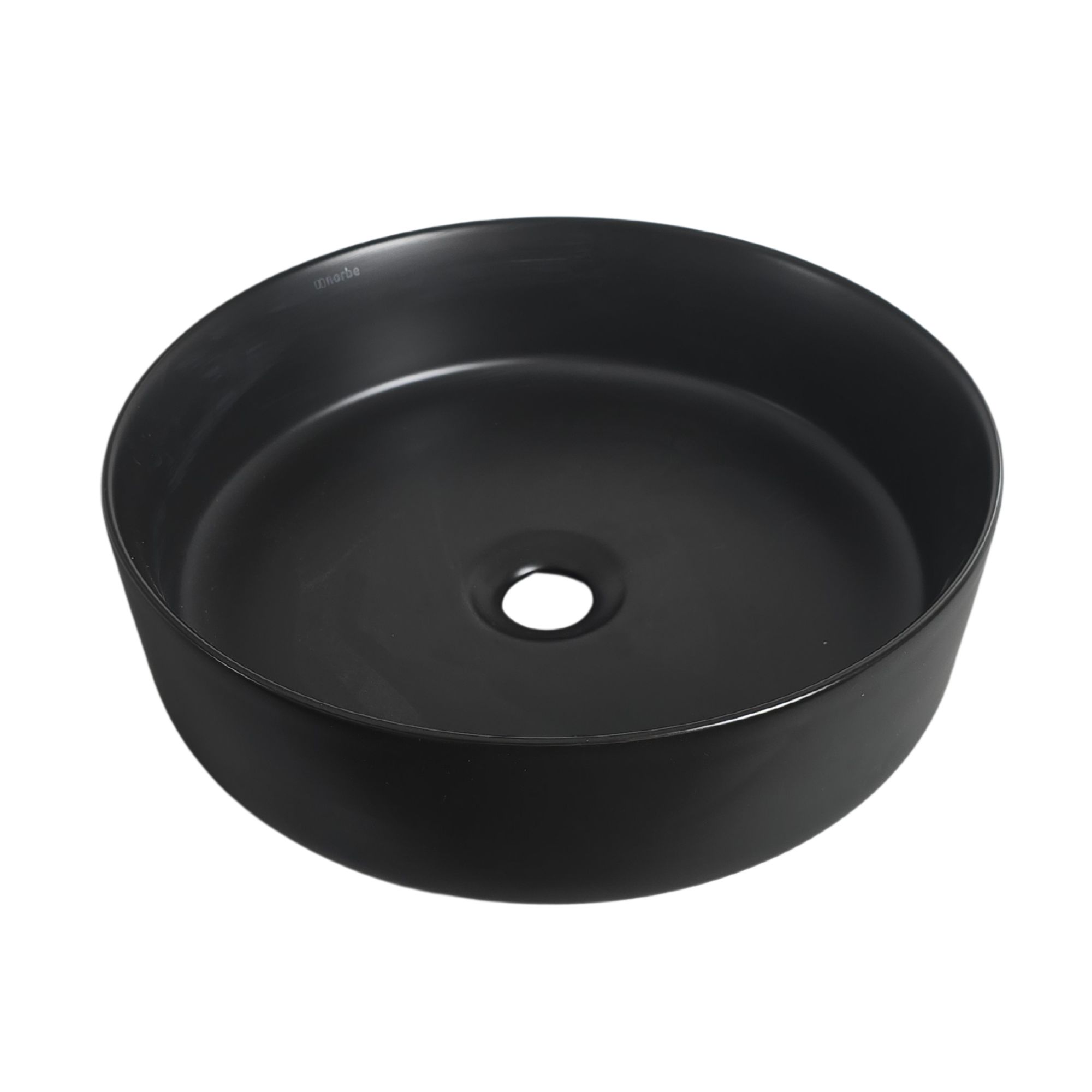 Lavabo tondo da appoggio effetto marmo nero Teide 40x12 cm