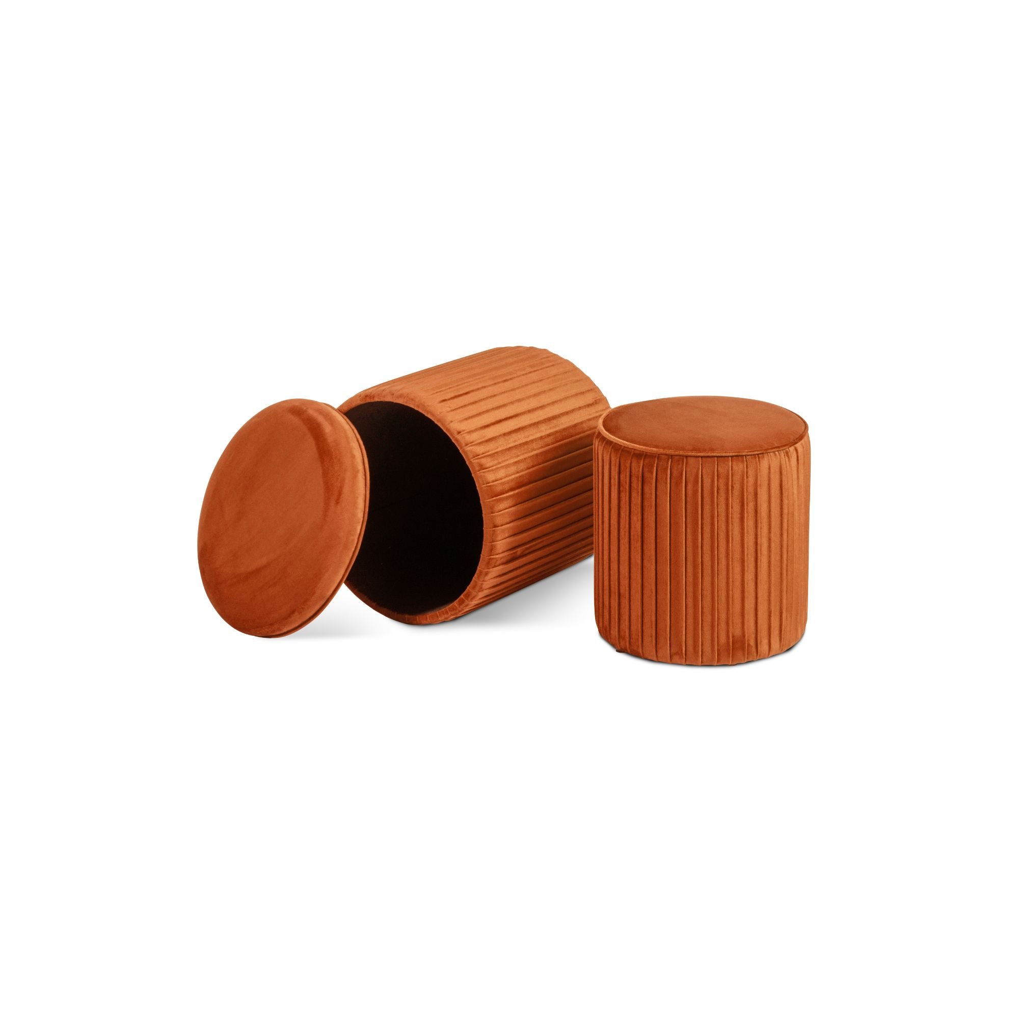 Set di 2 pouf Contenitori velluto Tik Tak Arancione - immagine 5