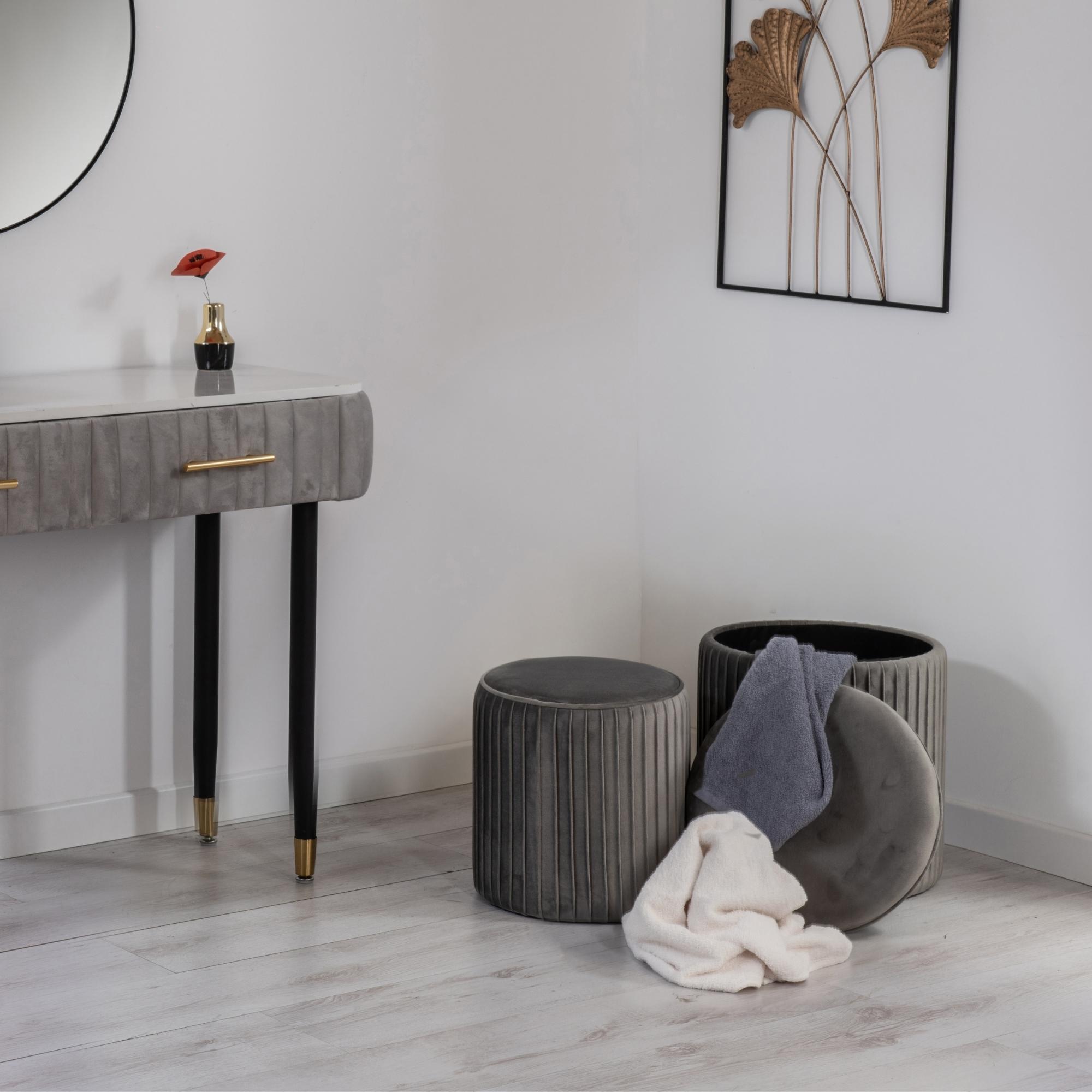 Set di 2 pouf Contenitori velluto Tik-Tak Grigio - immagine 2