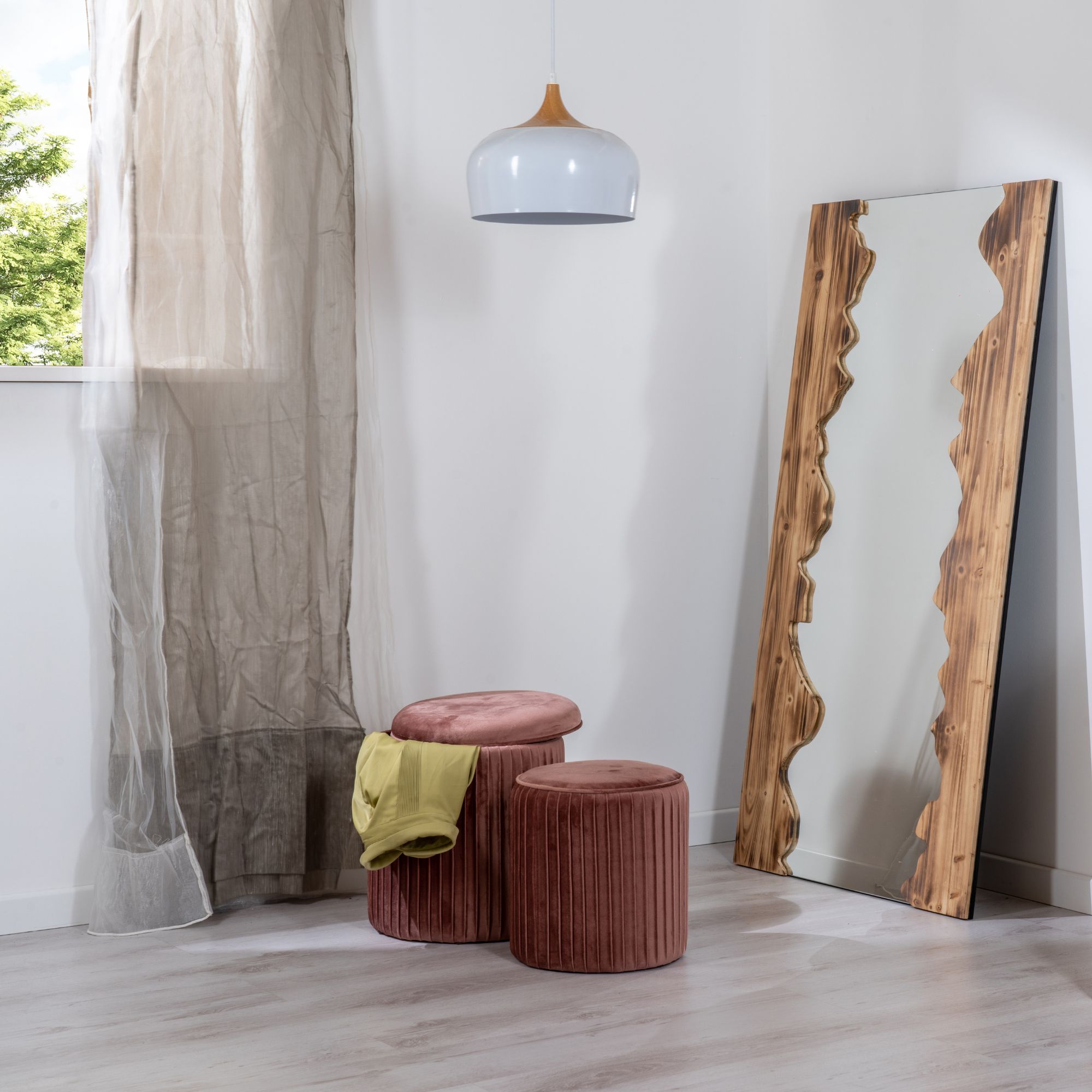 Set di 2 pouf Contenitori velluto Tik Tak Rosa Antico - immagine 3