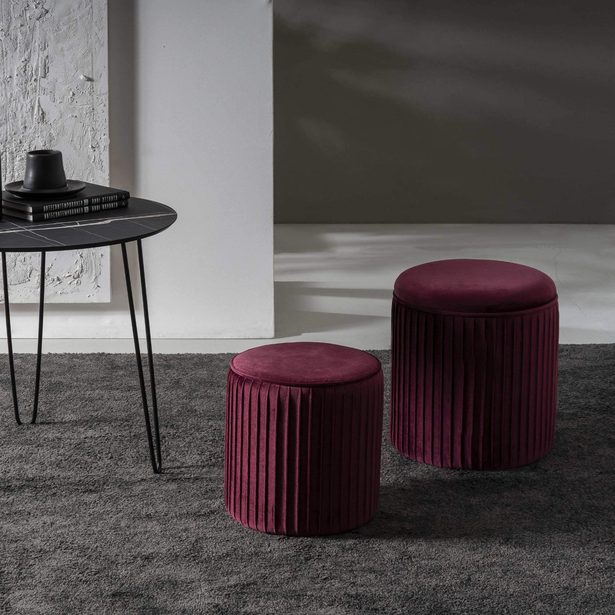 Set di 2 pouf Contenitori velluto <span>Tik Tak Vinaccia</span> - immagine 2