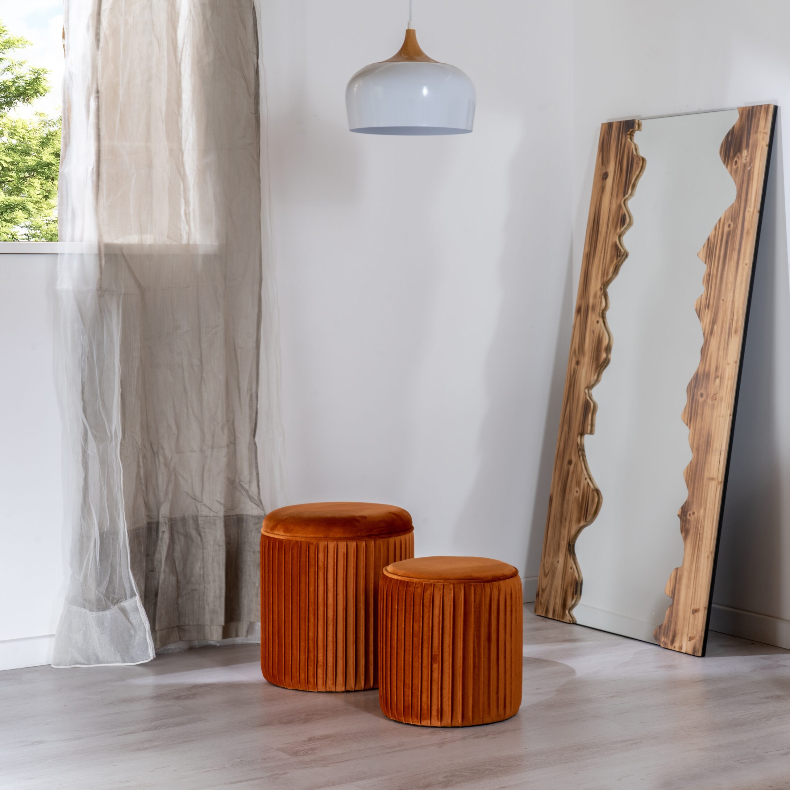 Set di 2 pouf Contenitori velluto Tik Tak Arancione - immagine 2