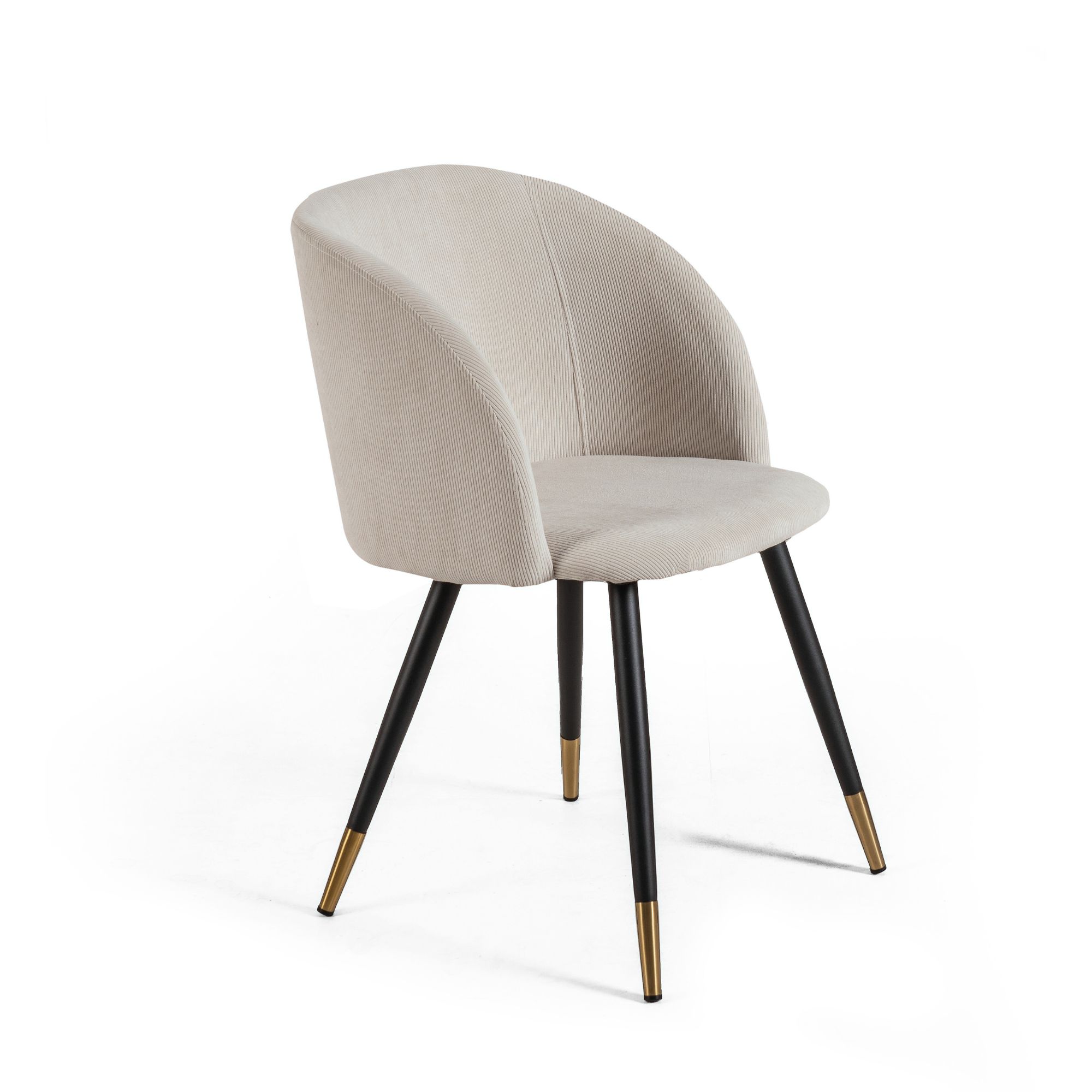 Sedia imbottita in tessuto a coste<span> Greige e oro SOPHIA</span>