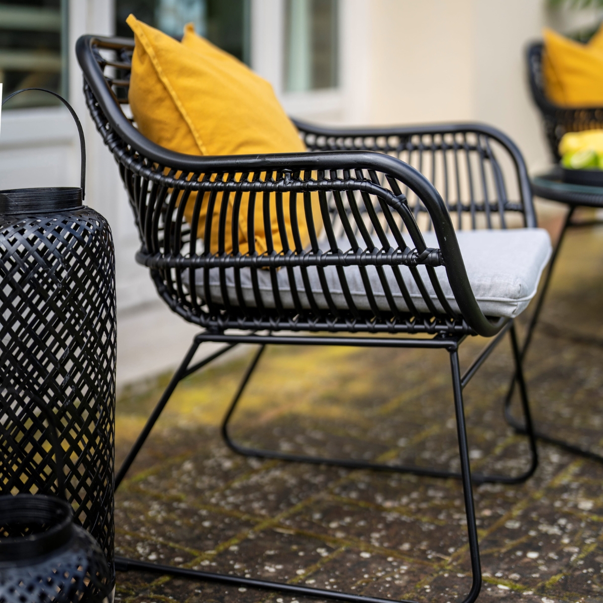Set da esterno effetto vimini nero Juba - immagine 3