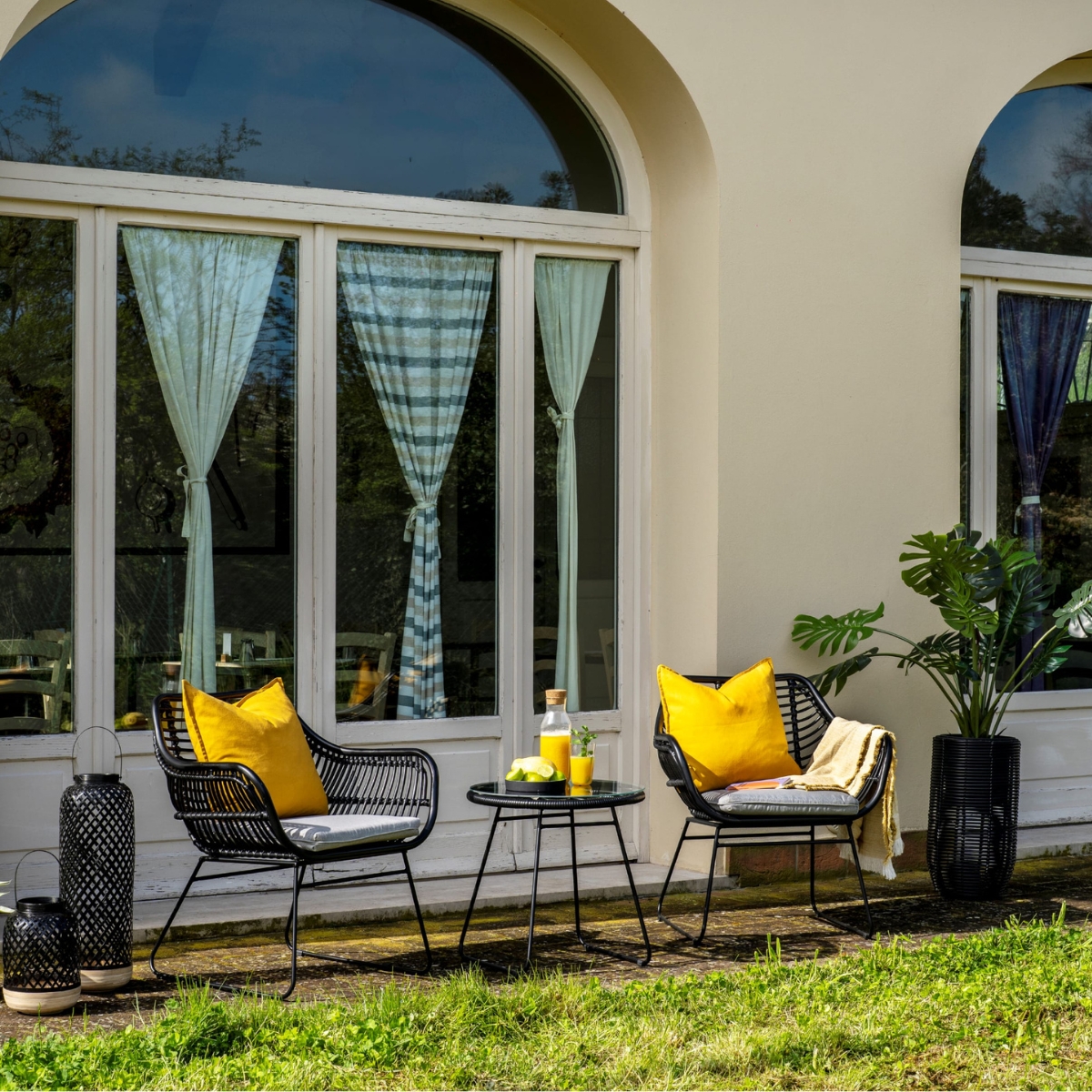 Set da esterno effetto vimini nero Juba - immagine 2