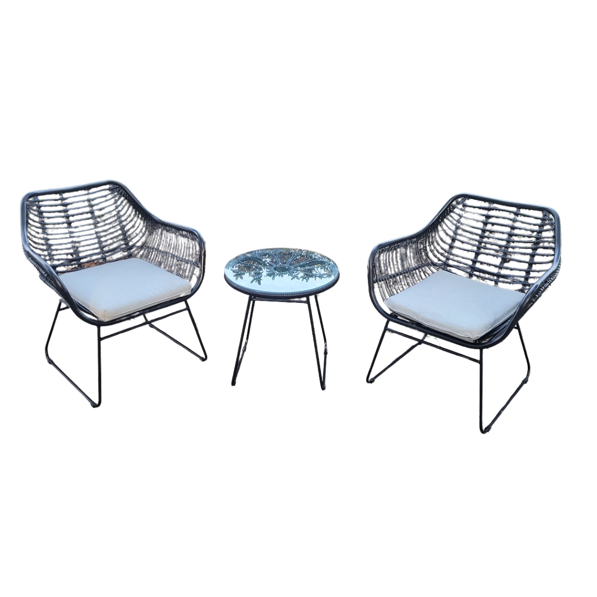 Set da esterno effetto vimini nero Juba