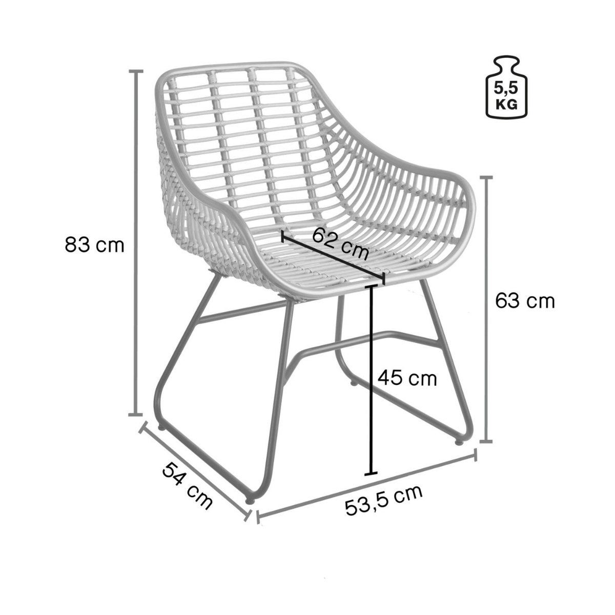 Set da esterno effetto vimini nero Juba - immagine 7