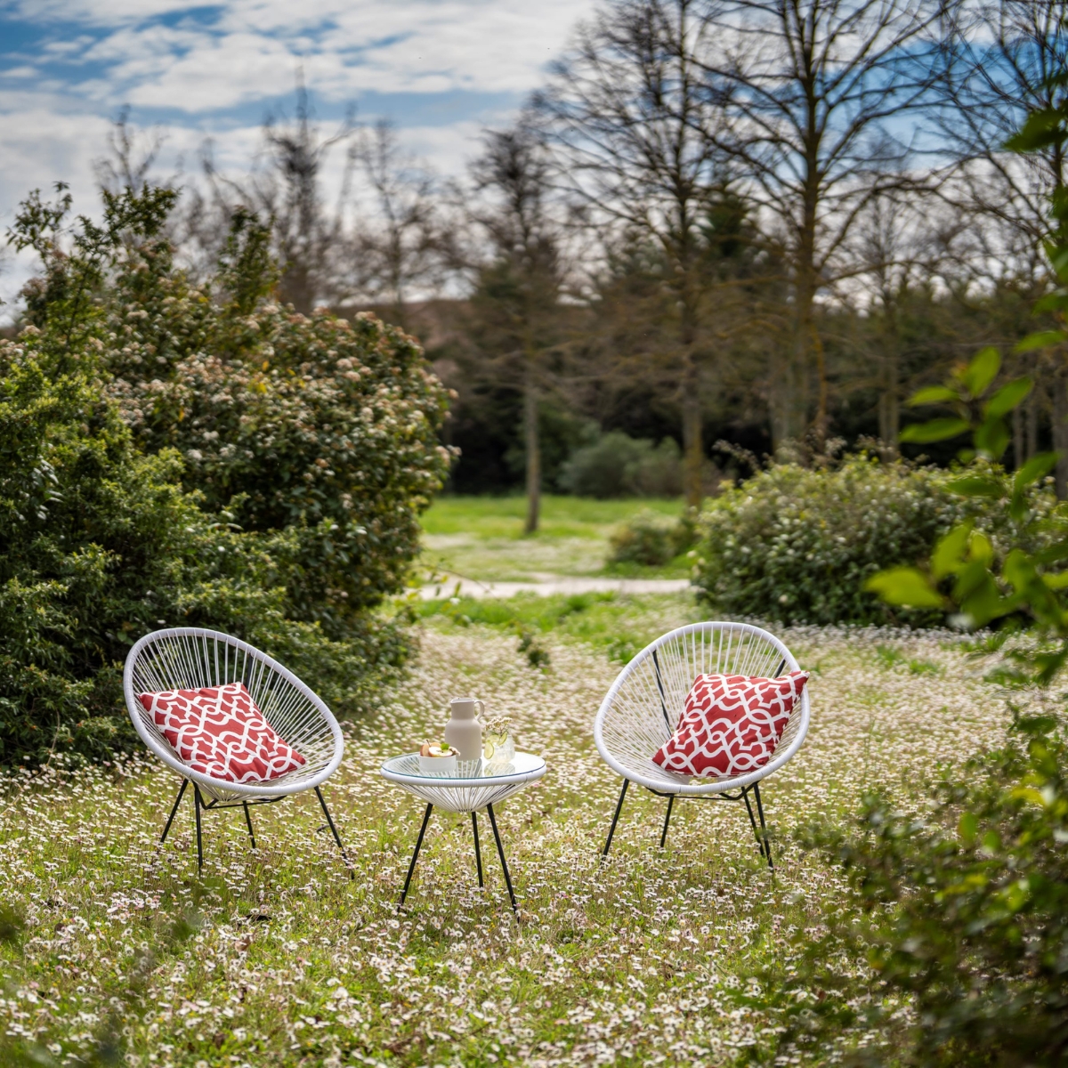 Set da esterno effetto vimini bianco Praia - immagine 2