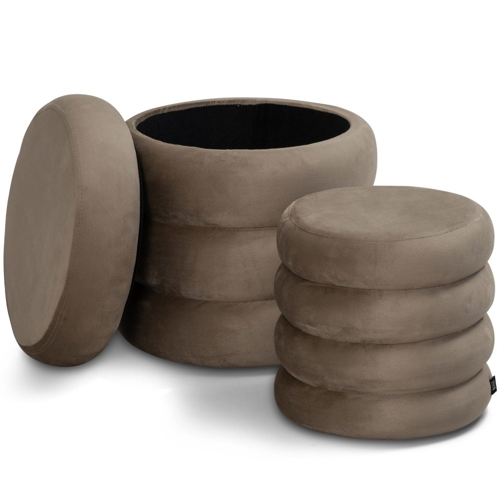Set di 2 pouf contenitori in velluto <span>Twirly Tortora</span>