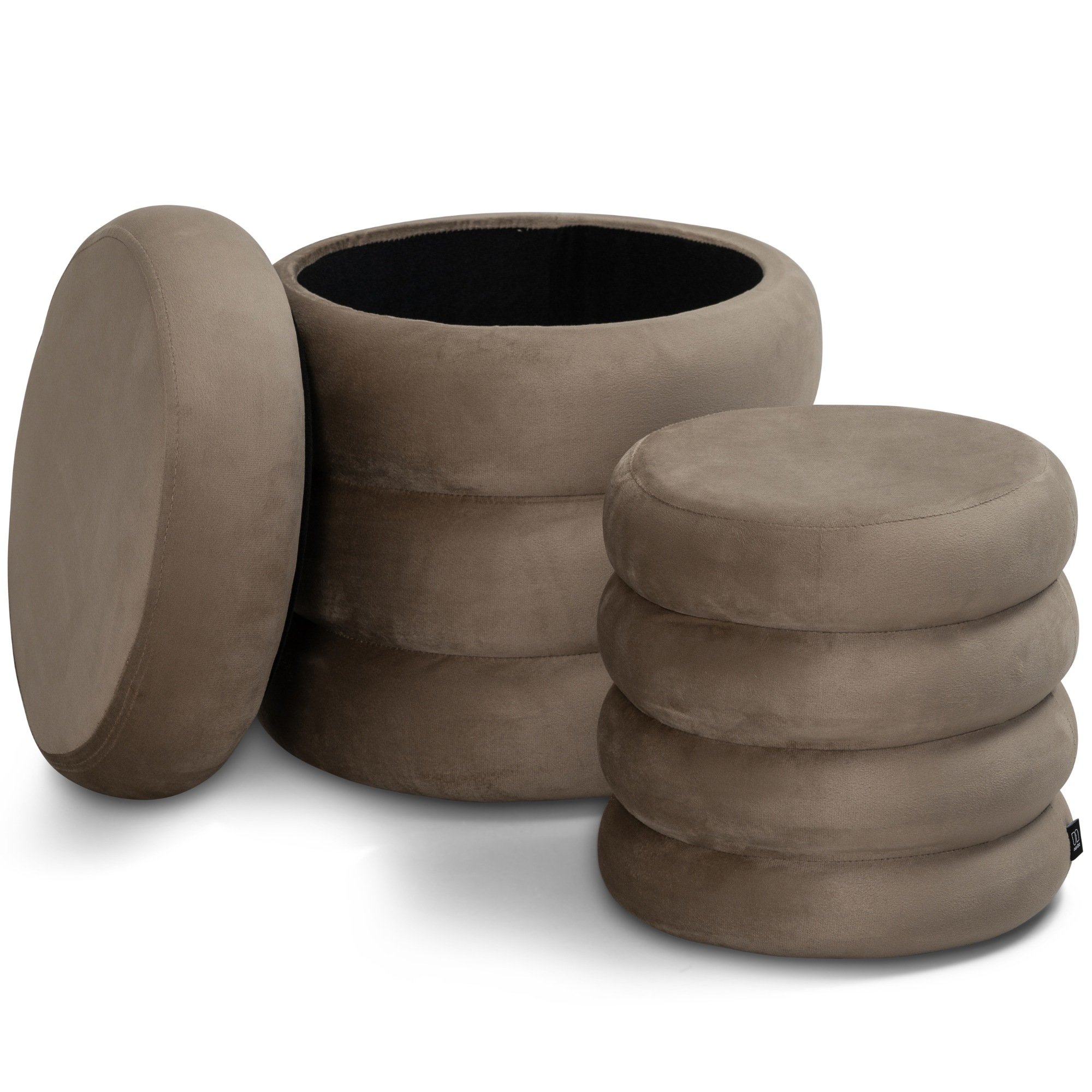 Set di 2 pouf contenitori in velluto <span>Twirly Tortora</span>
