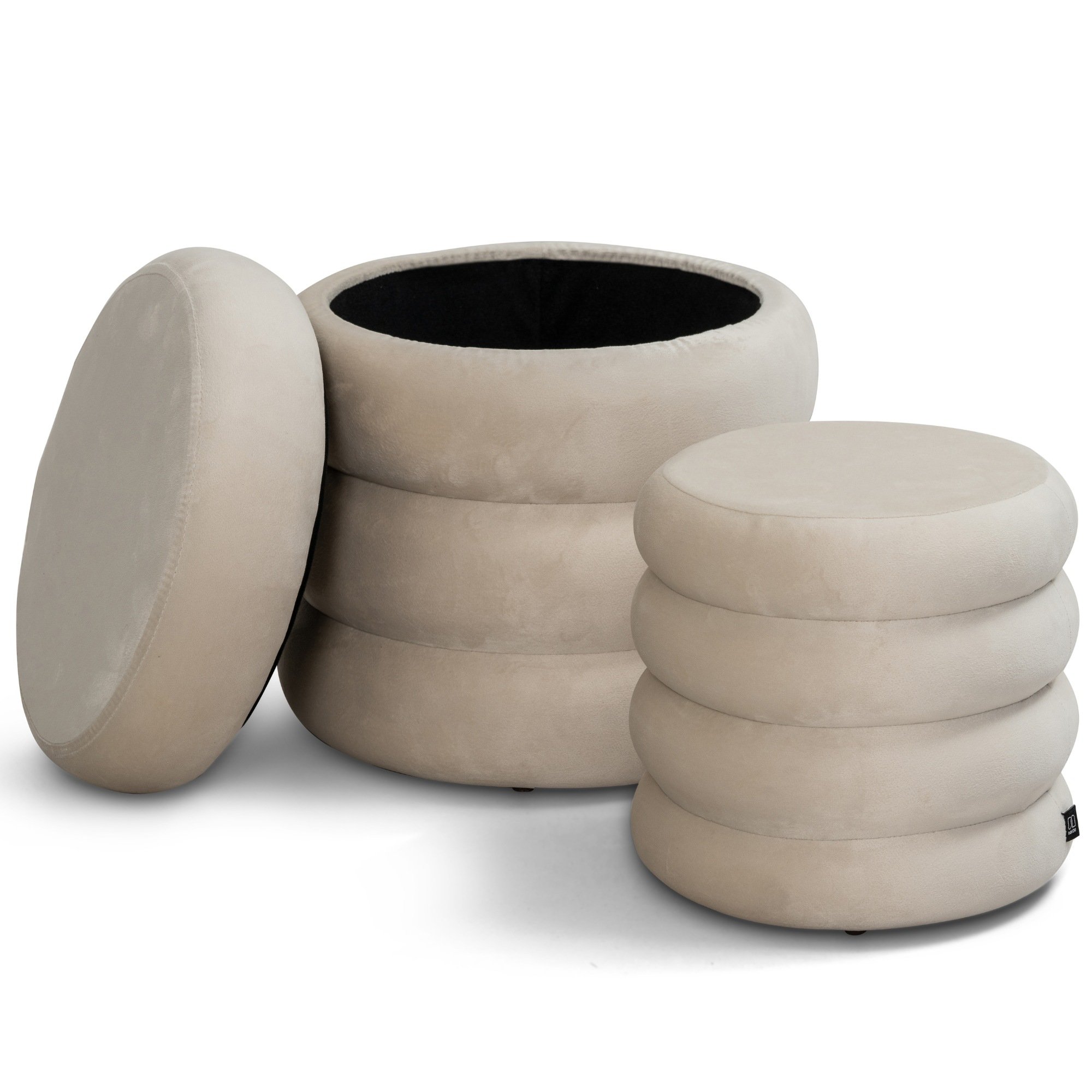 Set di 2 pouf contenitori in velluto <span>Twirly Bianco crema</span>