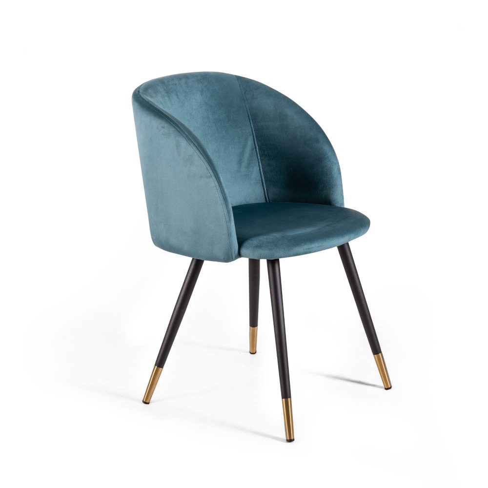 Sedia imbottita in velluto <span>Verde petrolio e oro SOPHIA</span>