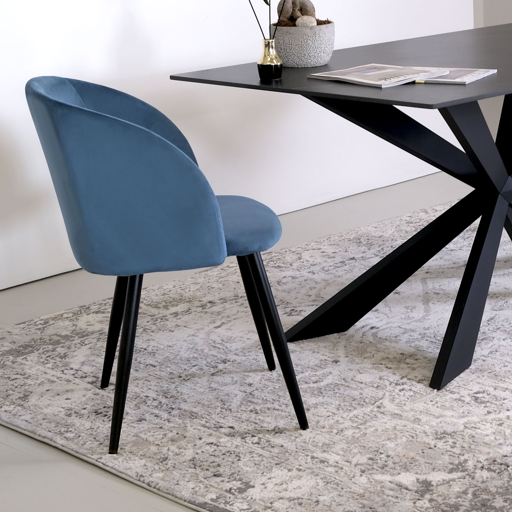 Sedia imbottita in velluto <span>Verde petrolio SOPHIA</span> - immagine 2