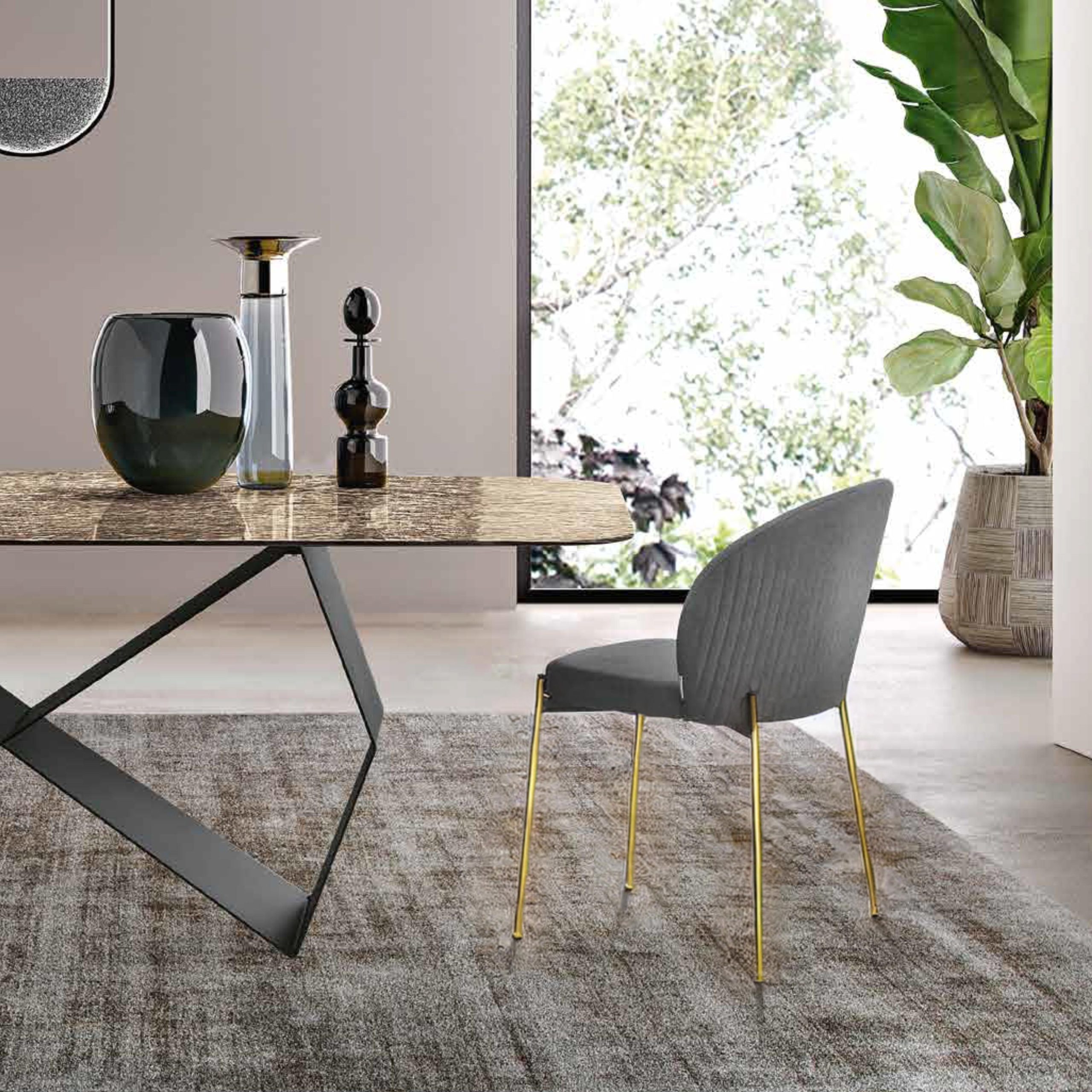 Sedia in velluto con gambe oro <span>Grigio ERIKA</span> - immagine 5