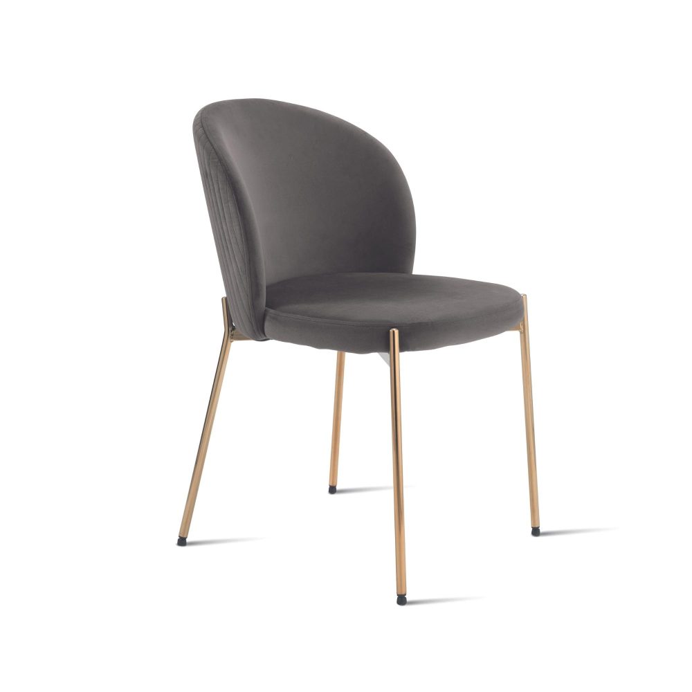 Sedia in velluto con gambe oro <span>Grigio ERIKA</span>