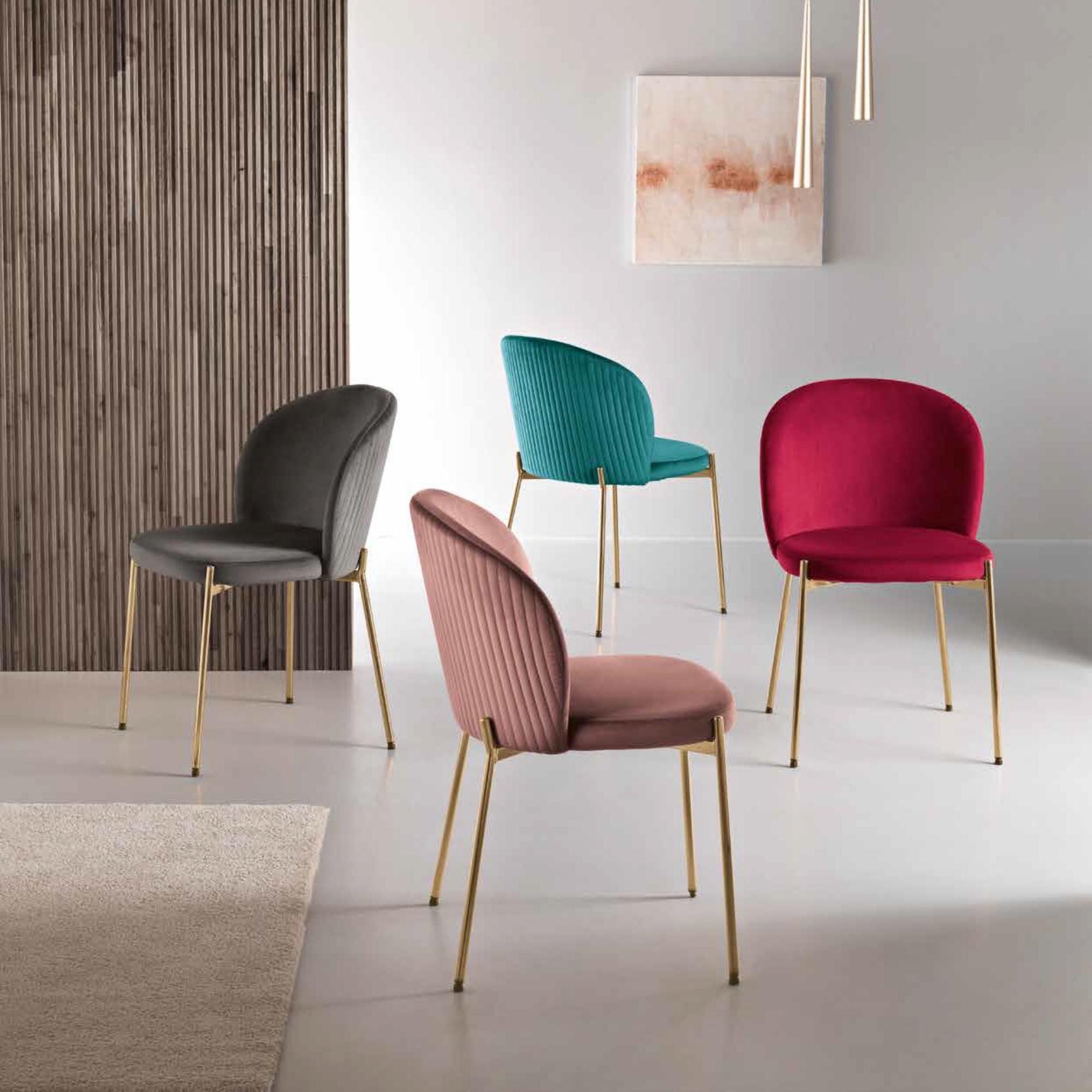 Sedia in velluto con gambe oro <span>Rosso ERIKA</span> - immagine 5