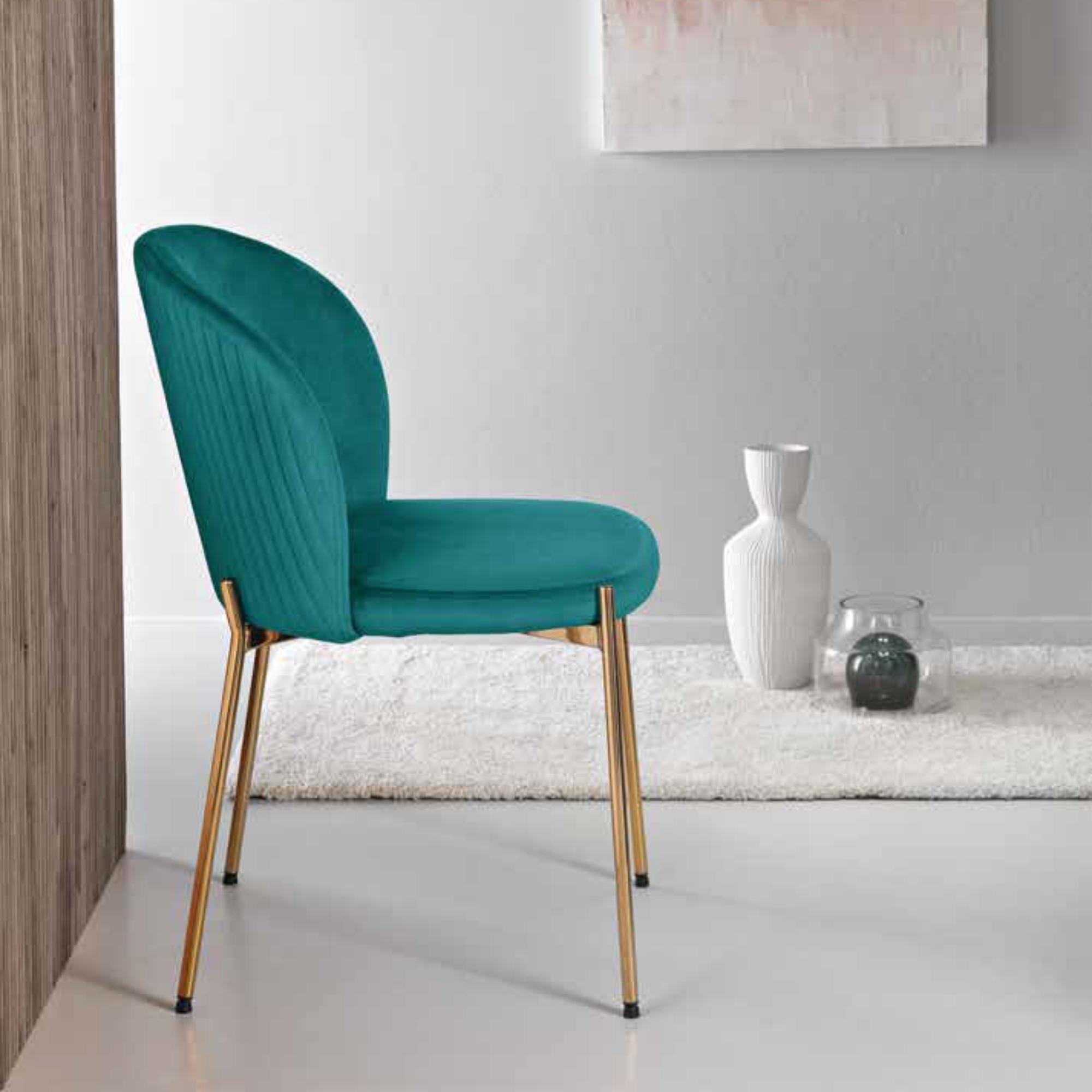 Sedia in velluto con gambe oro <span>Topazio ERIKA</span> - immagine 5