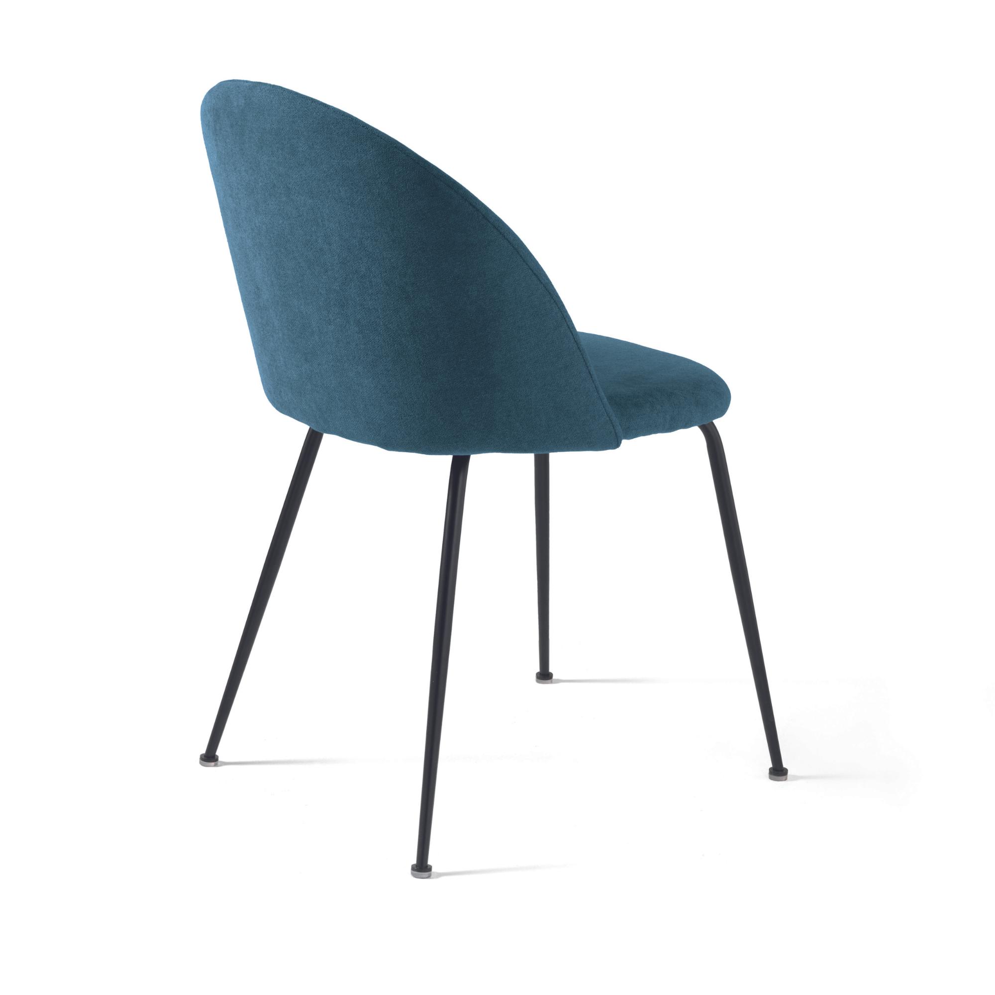 Sedia rivestita in tessuto imbottito <span>Blu KARA</span> - immagine 3