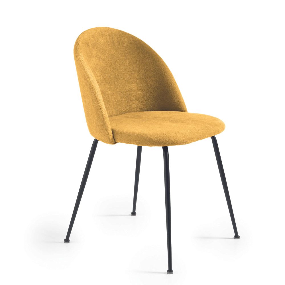 Sedia rivestita in tessuto imbottito<span>Giallo KARA</span>