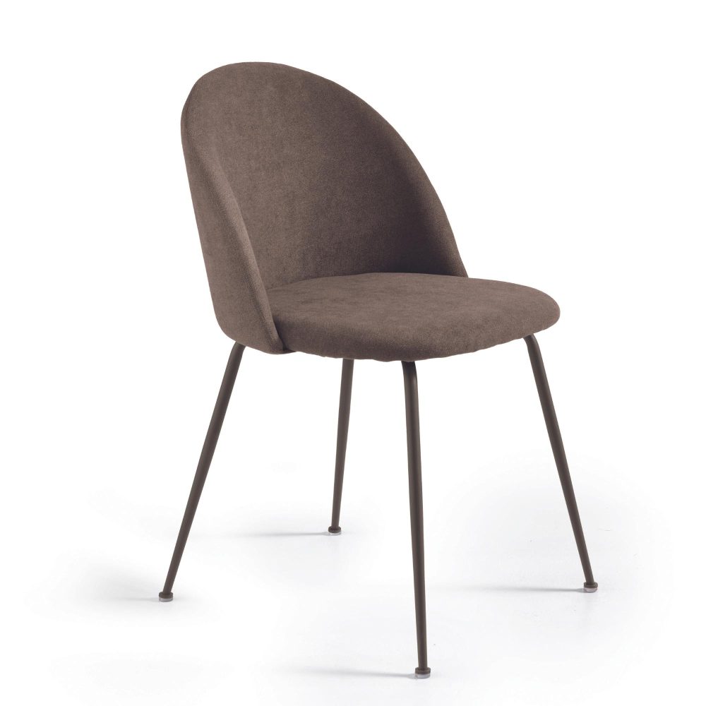Sedia rivestita in tessuto imbottito <span>Marrone KARA</span>