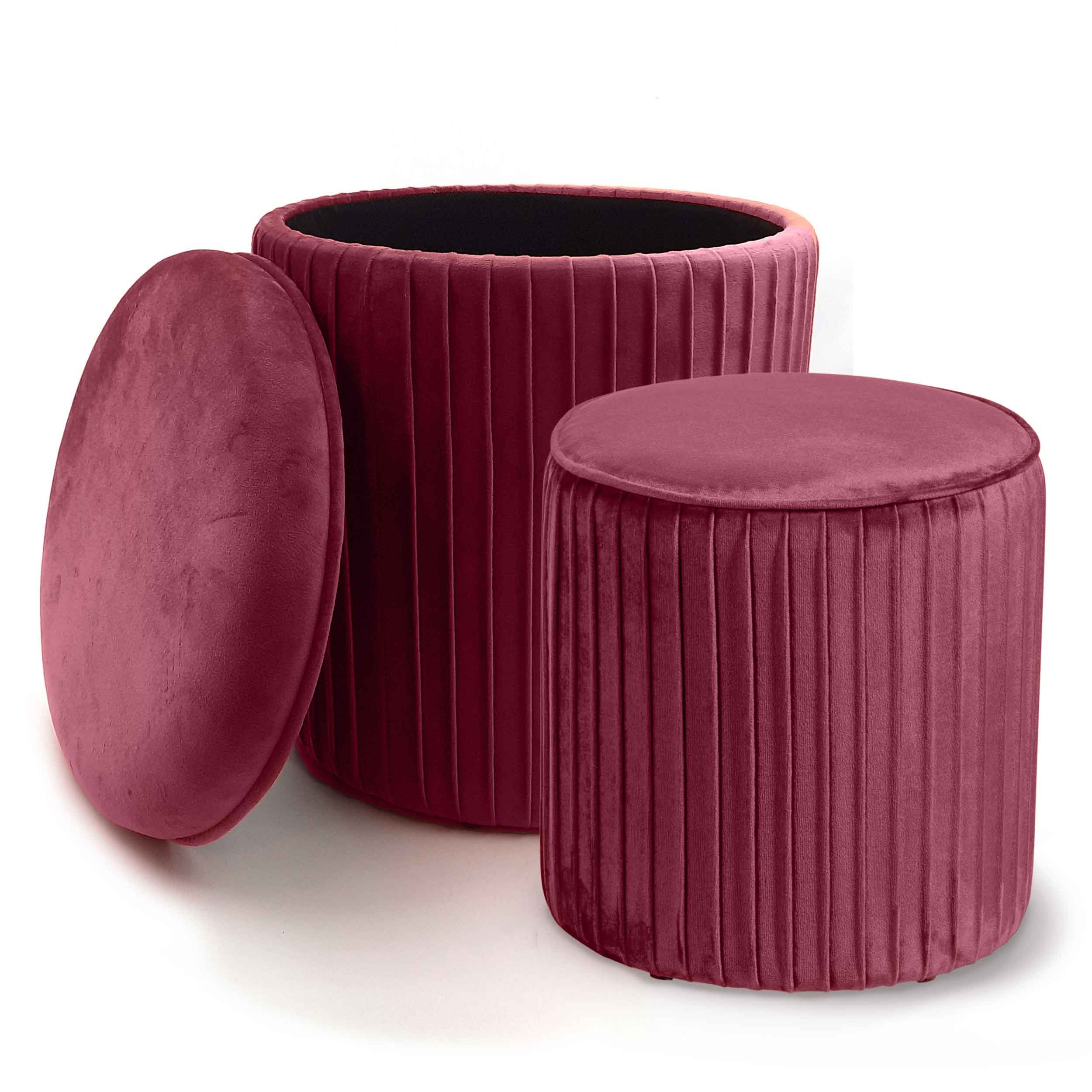 Set di 2 pouf Contenitori velluto <span>Tik Tak Vinaccia</span>