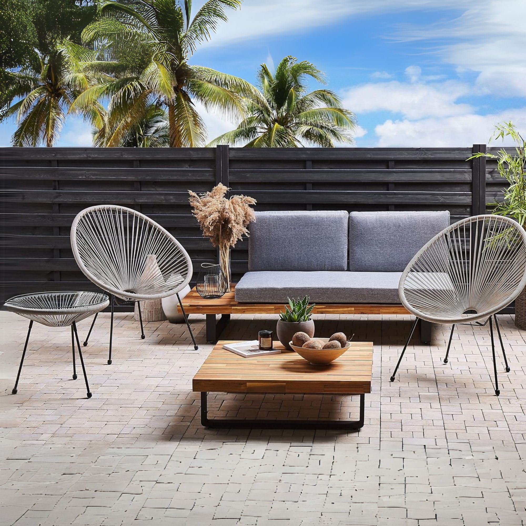 Set da esterno effetto vimini grigio Praia - immagine 2