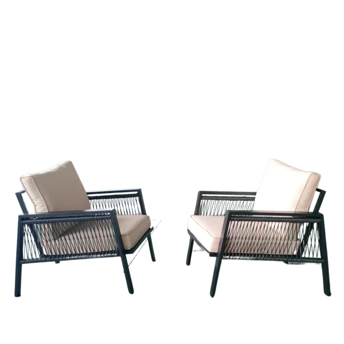 Set da esterno in metallo e Rattan nero Tunisi - immagine 6