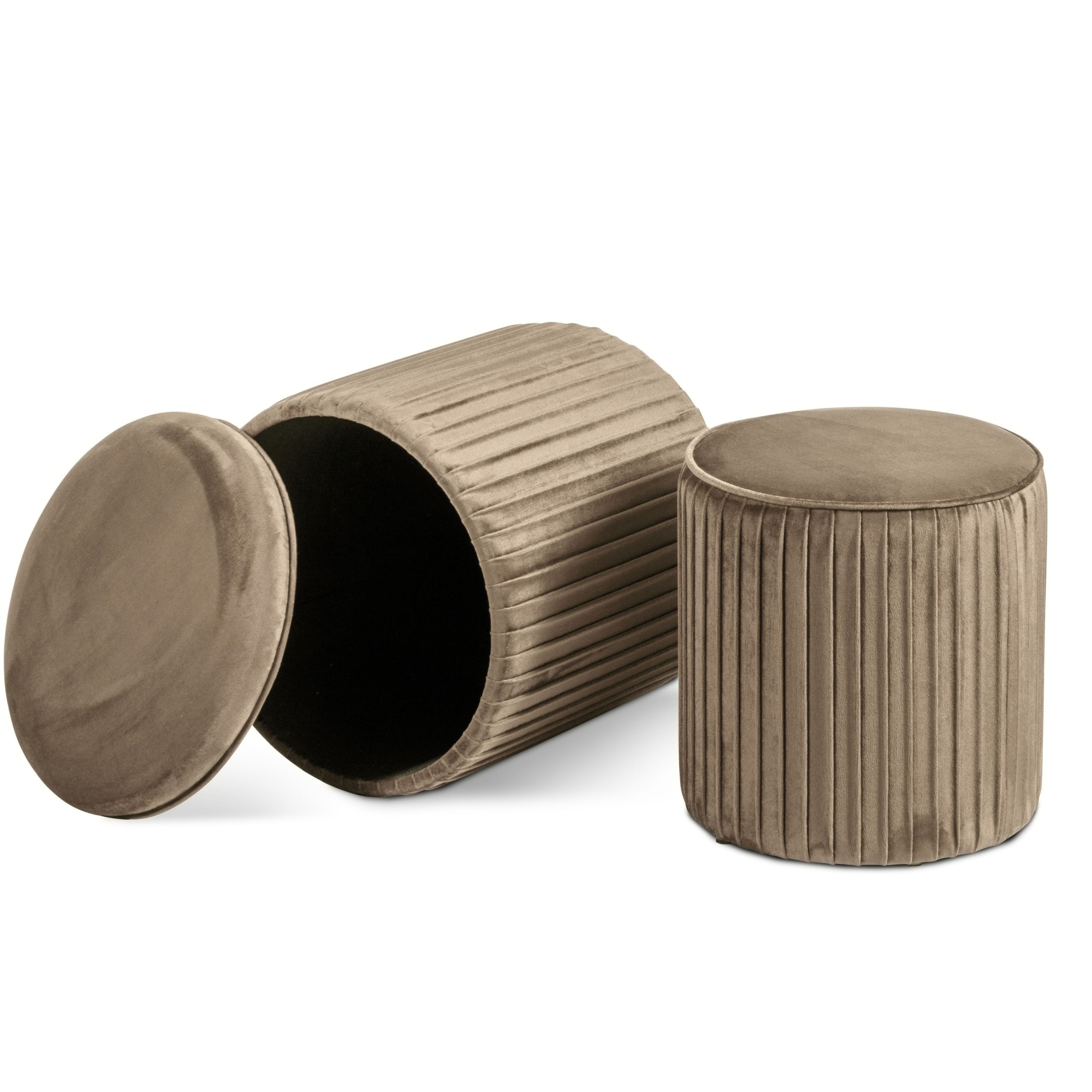 Set di 2 pouf Contenitori velluto Tik Tak Tortora - immagine 4