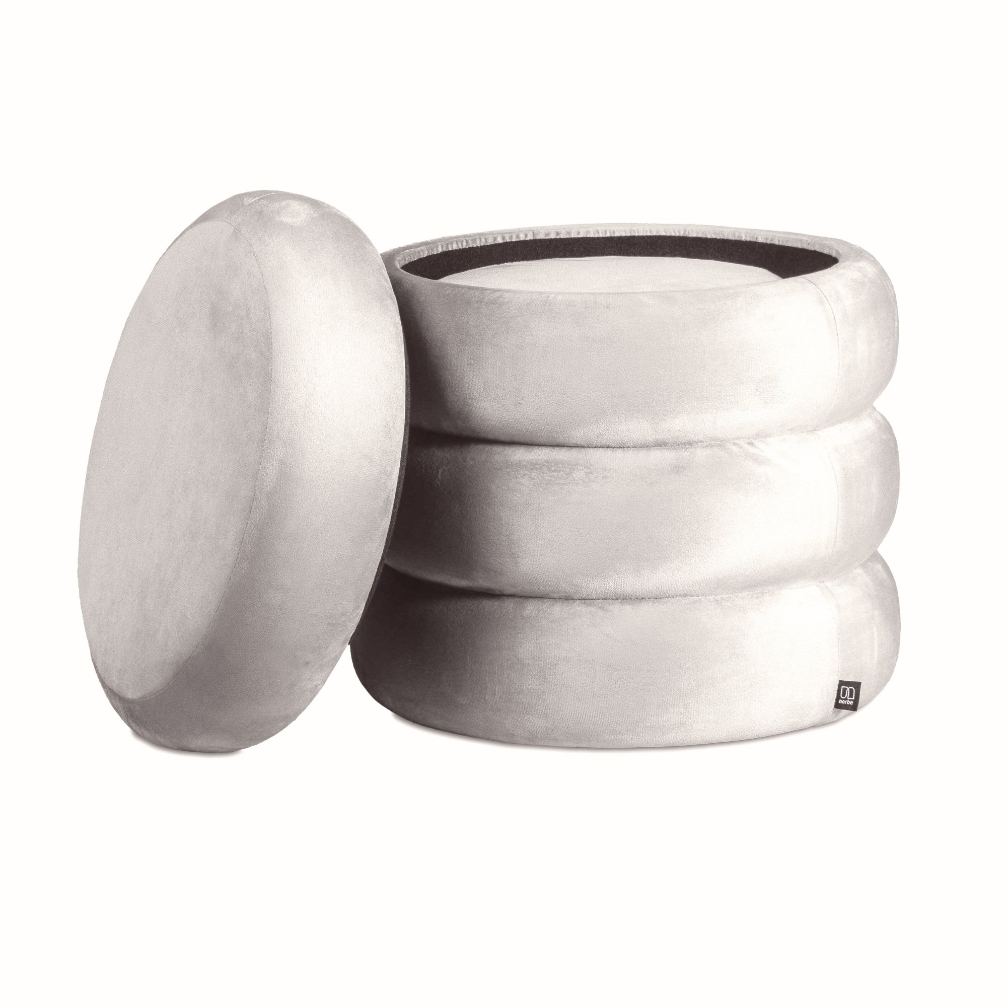 Set di 2 pouf contenitori in velluto <span>Twirly Bianco crema</span> - immagine 4