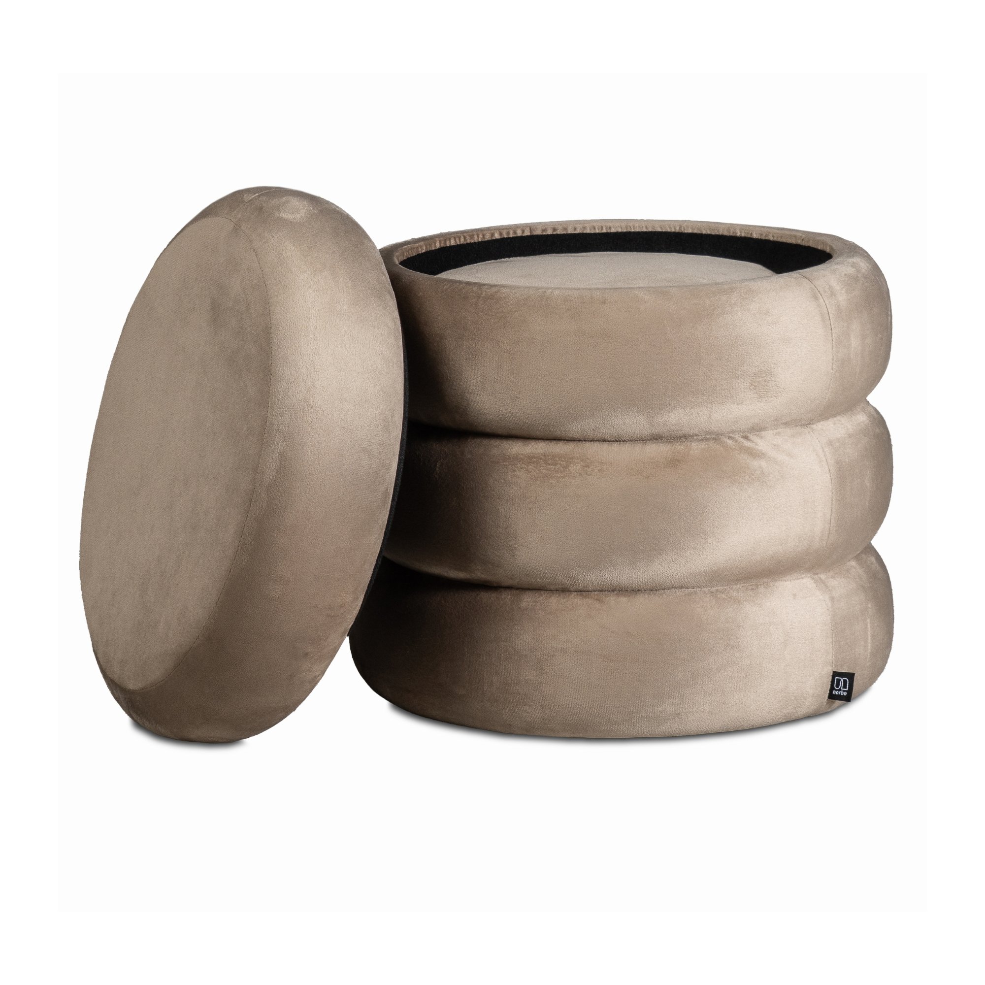 Set di 2 pouf contenitori in velluto <span>Twirly Tortora</span> - immagine 5