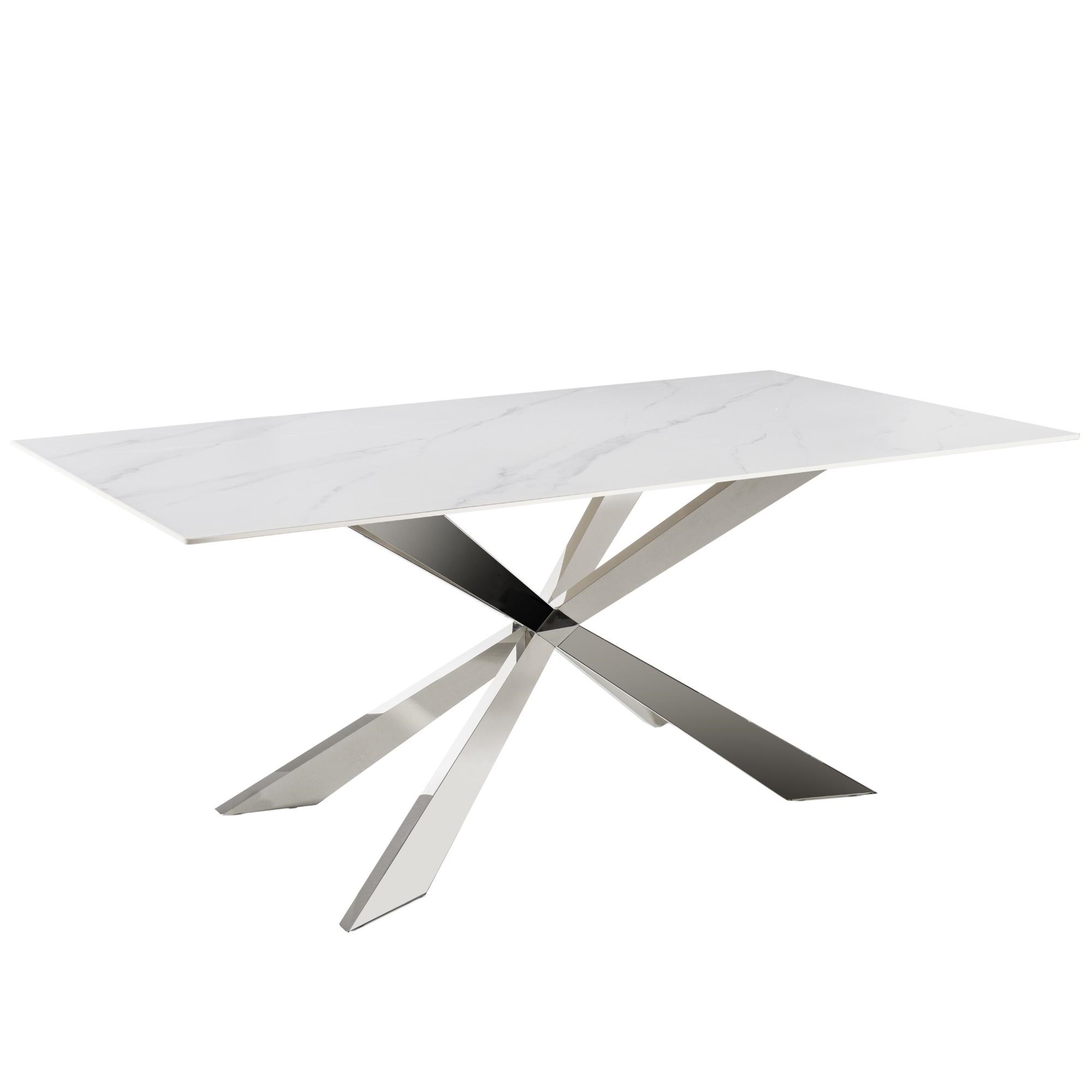 Tavolo fisso gamba metallo 160x90 <span>KROSS cromo marmo bianco</span>