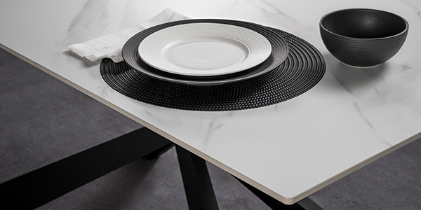 Tavolo fisso gamba metallo 160x90 <span>KROSS nero marmo bianco</span> - immagine 7