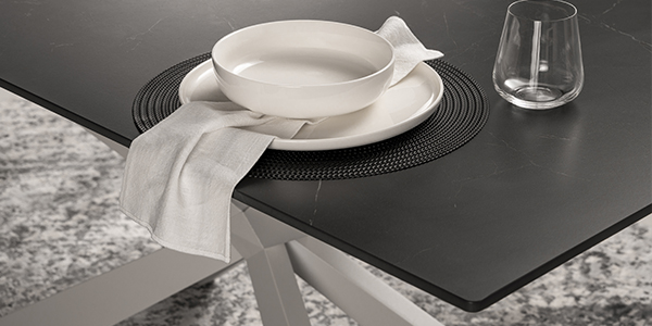 Tavolo fisso gamba metallo 160x90 <span>KROSS cromo marmo nero</span> - immagine 4