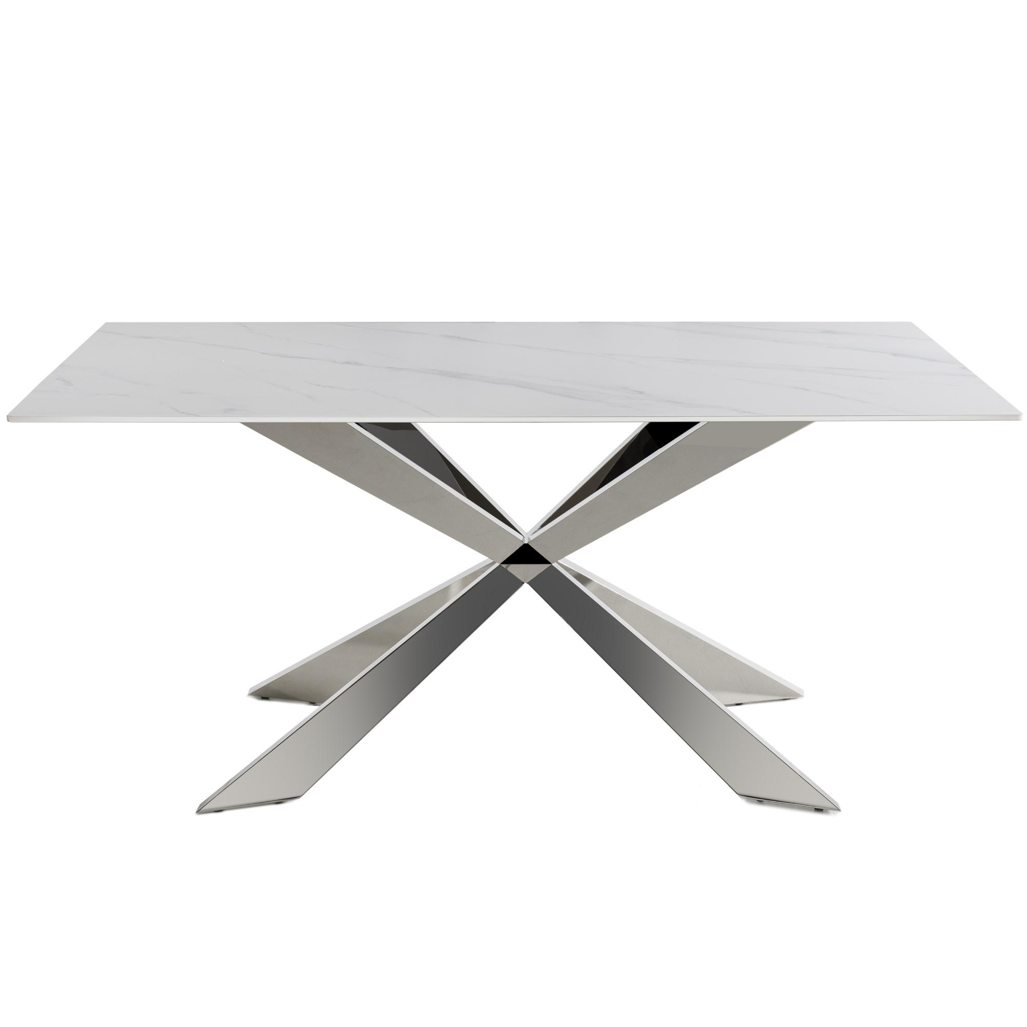 Tavolo fisso gamba metallo 160x90 <span>KROSS cromo marmo bianco</span> - immagine 2