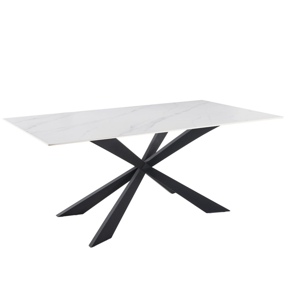 Tavolo fisso gamba metallo 160x90 <span>KROSS nero marmo bianco</span>