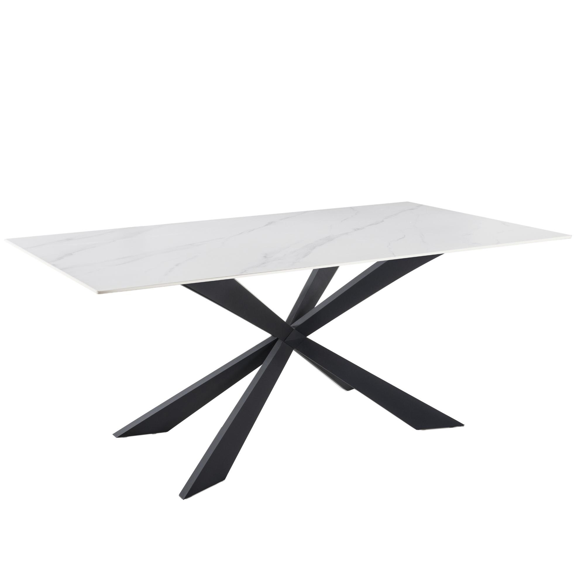 Tavolo fisso gamba metallo 160x90 <span>KROSS nero marmo bianco</span>