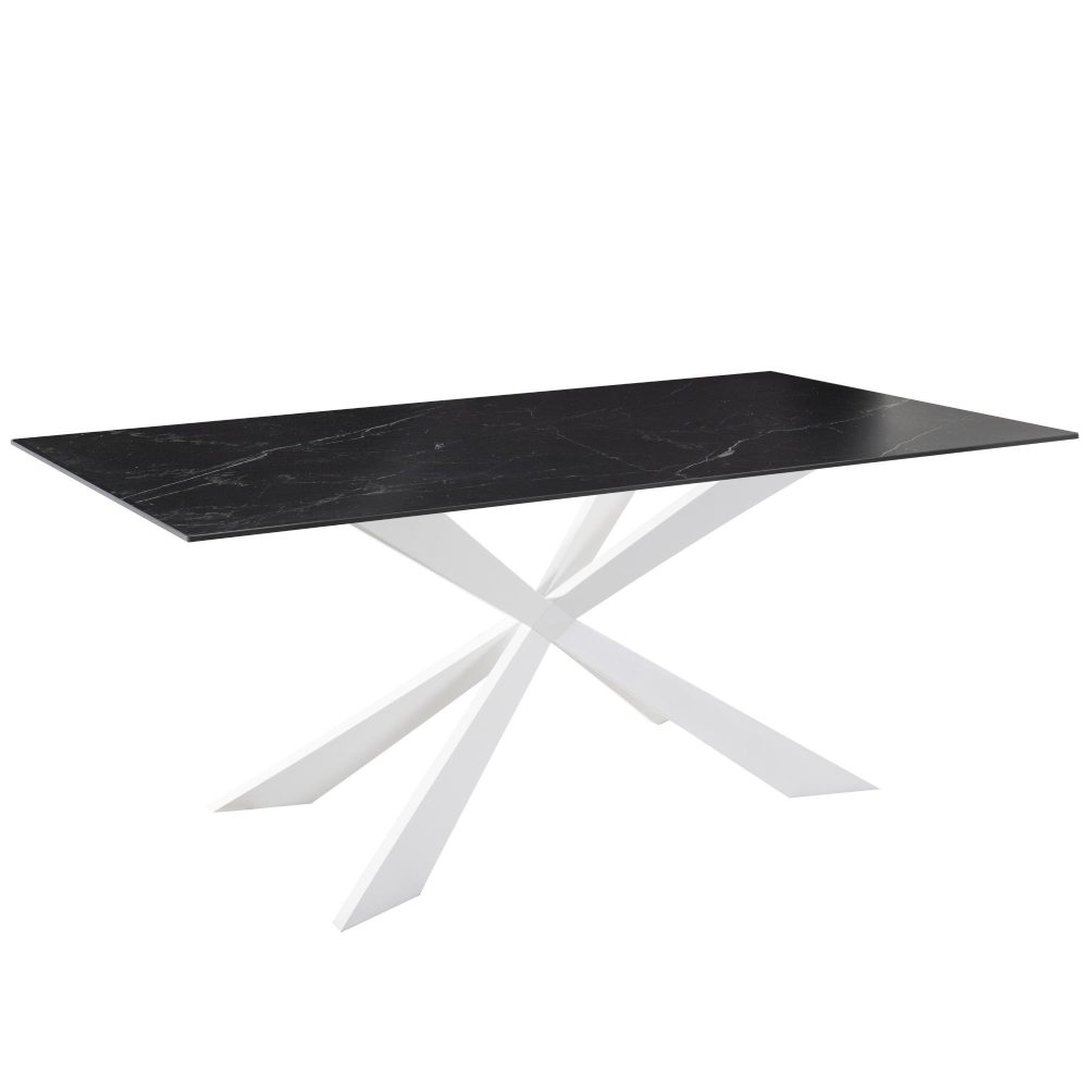 Tavolo fisso gamba metallo 160x90 <span>KROSS bianco marmo nero</span>