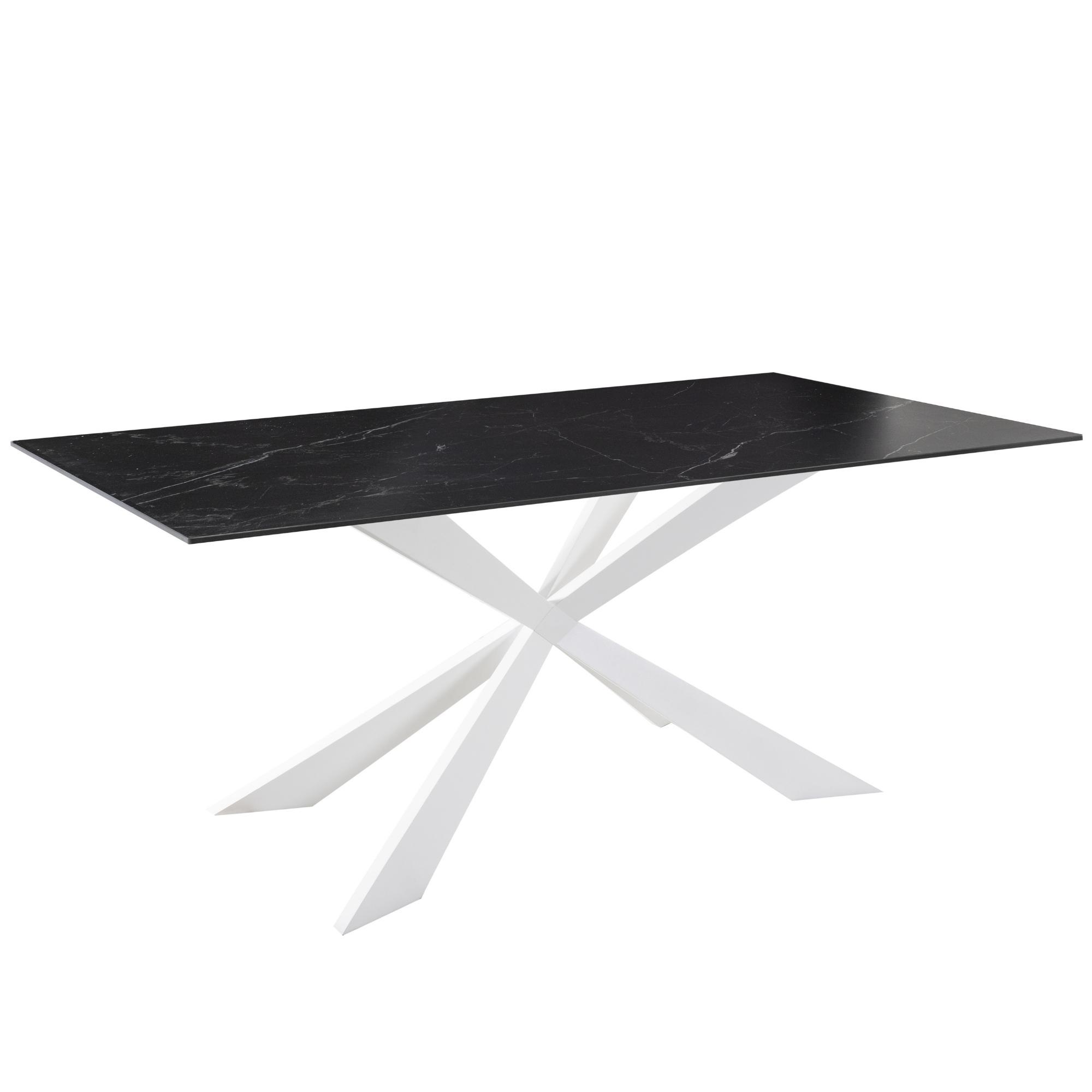 Tavolo fisso gamba metallo 160x90 <span>KROSS bianco marmo nero</span>