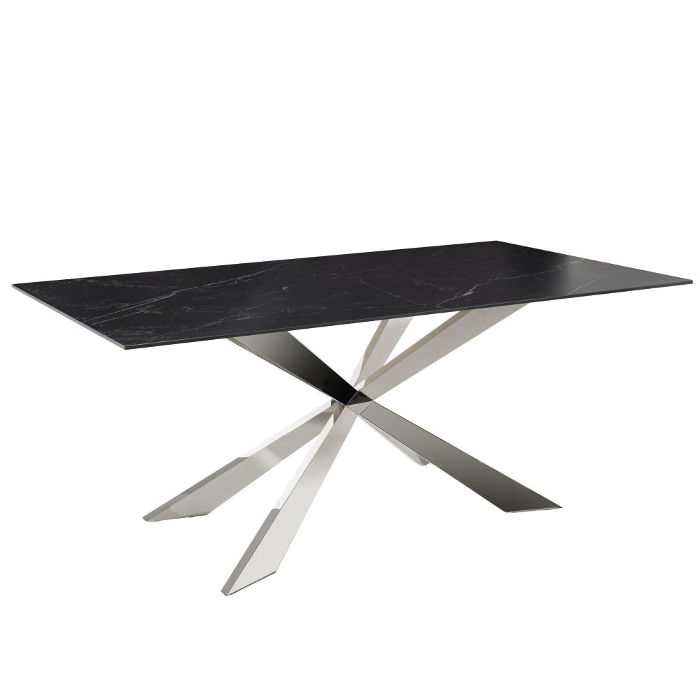 Tavolo fisso gamba metallo 160x90 <span>KROSS cromo marmo nero</span>