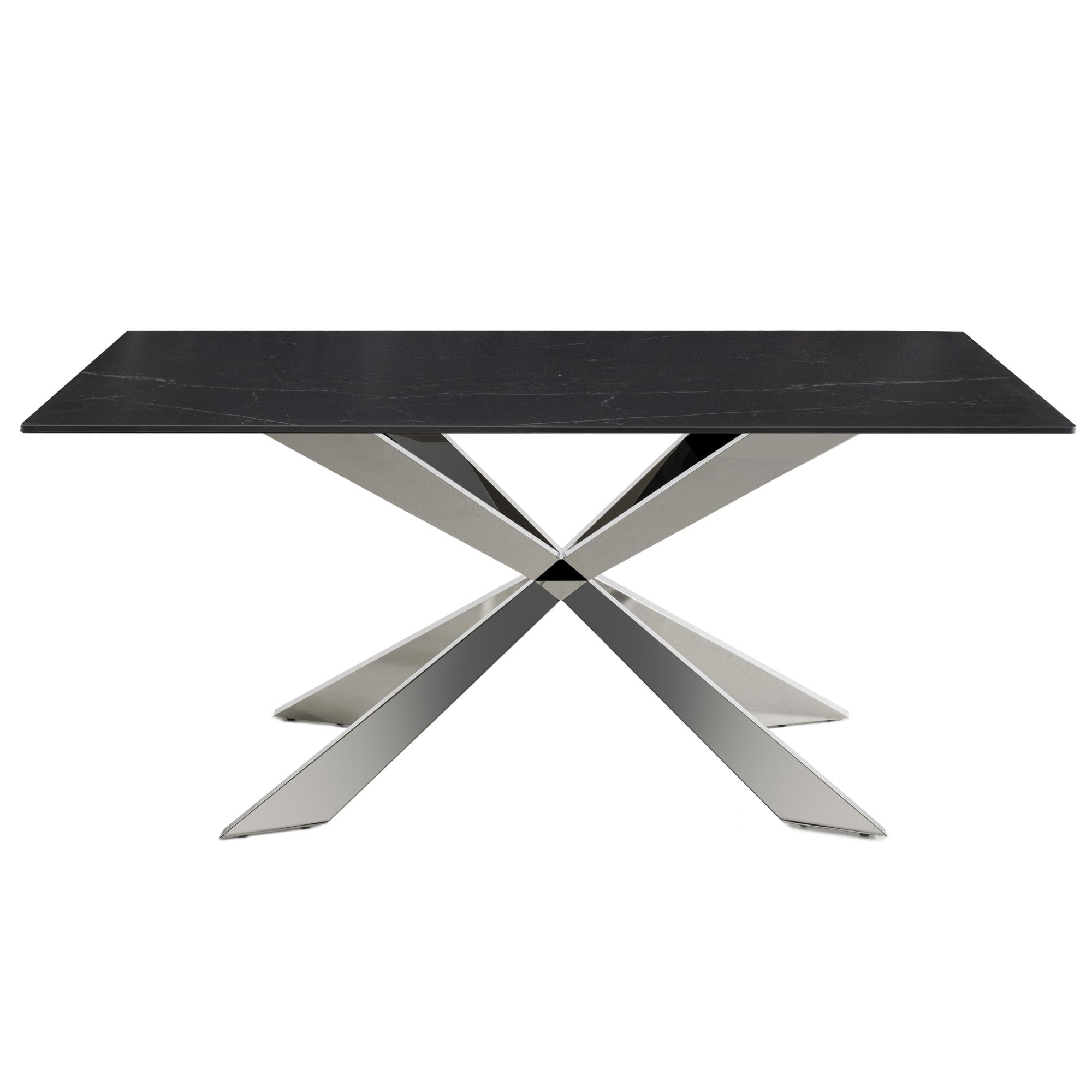 Tavolo fisso gamba metallo 160x90 <span>KROSS cromo marmo nero</span> - immagine 5