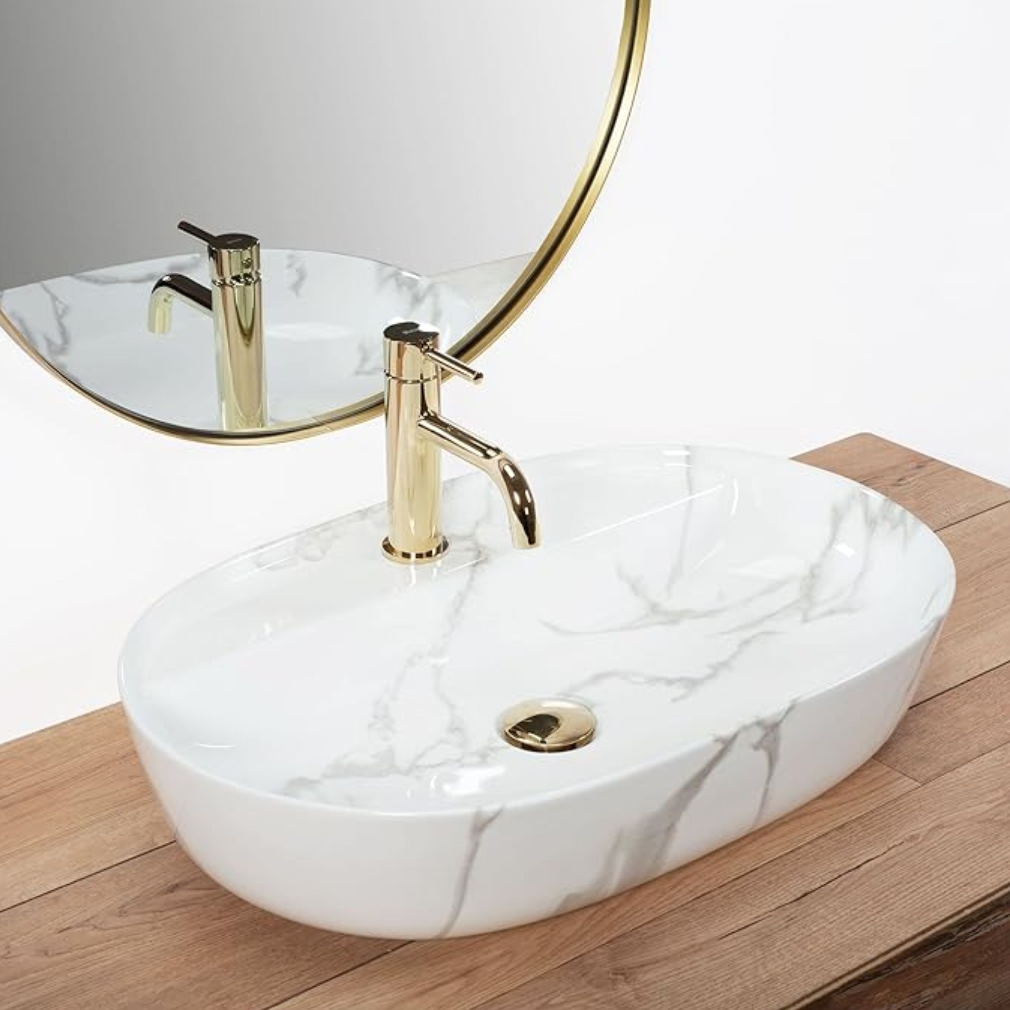 Lavabo da appoggio Moderno Marmo bianco BUDDY 60x41 cm - immagine 2